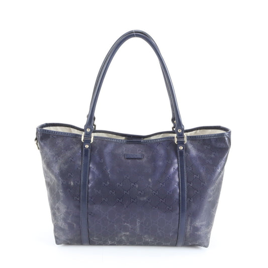 Gucci Navy Leather Coated Canvas Tote Bag ( )