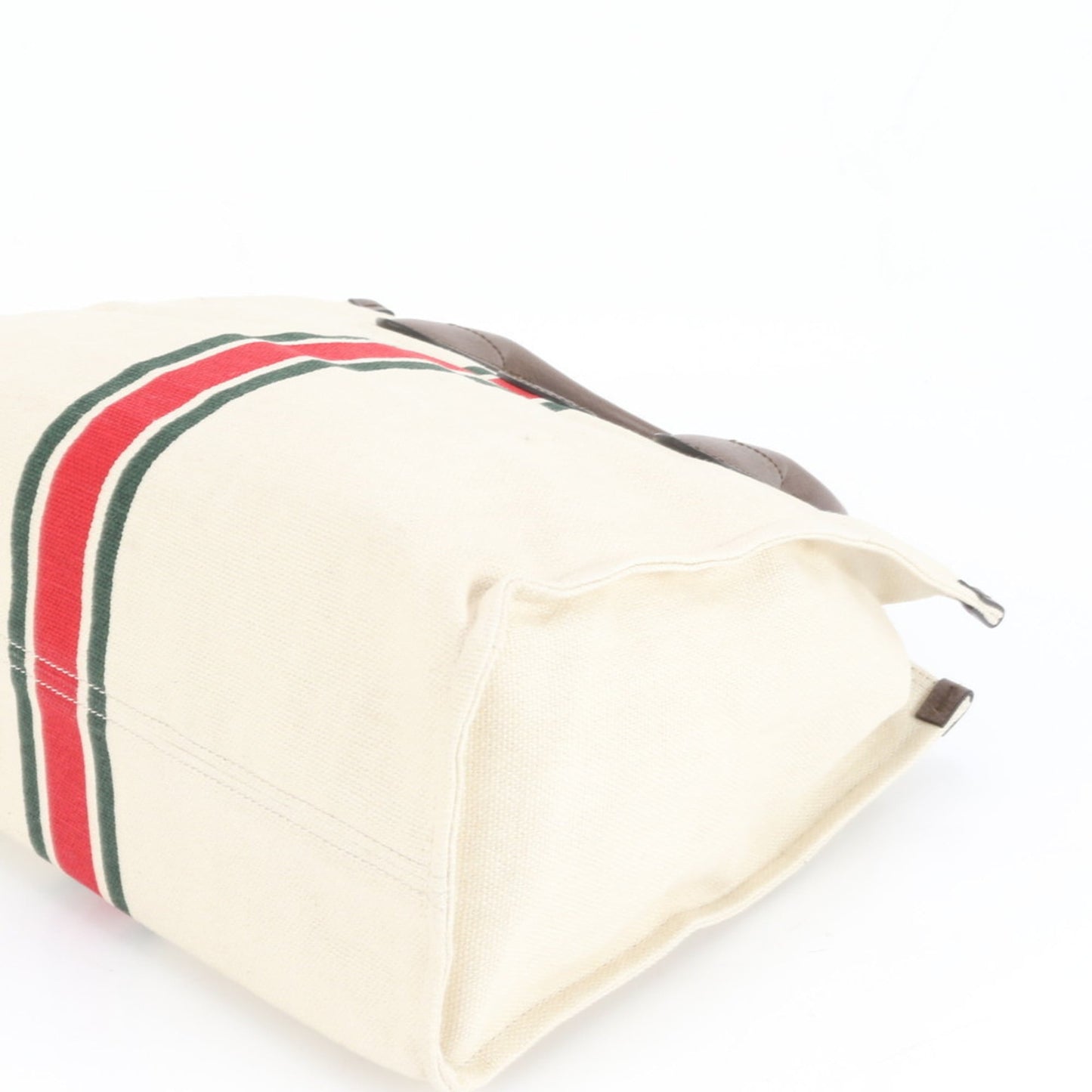 Gucci Ivory Leather Canvas Tote Bag ( )
