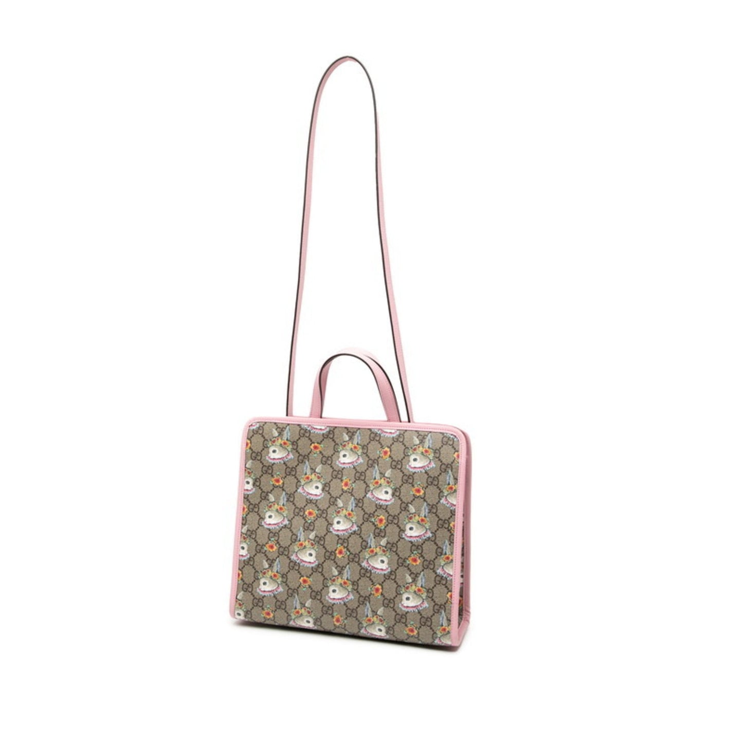 Gucci Beige Multi-Color Pink Pvc Leather Handbag Shoulder Bag ( )
