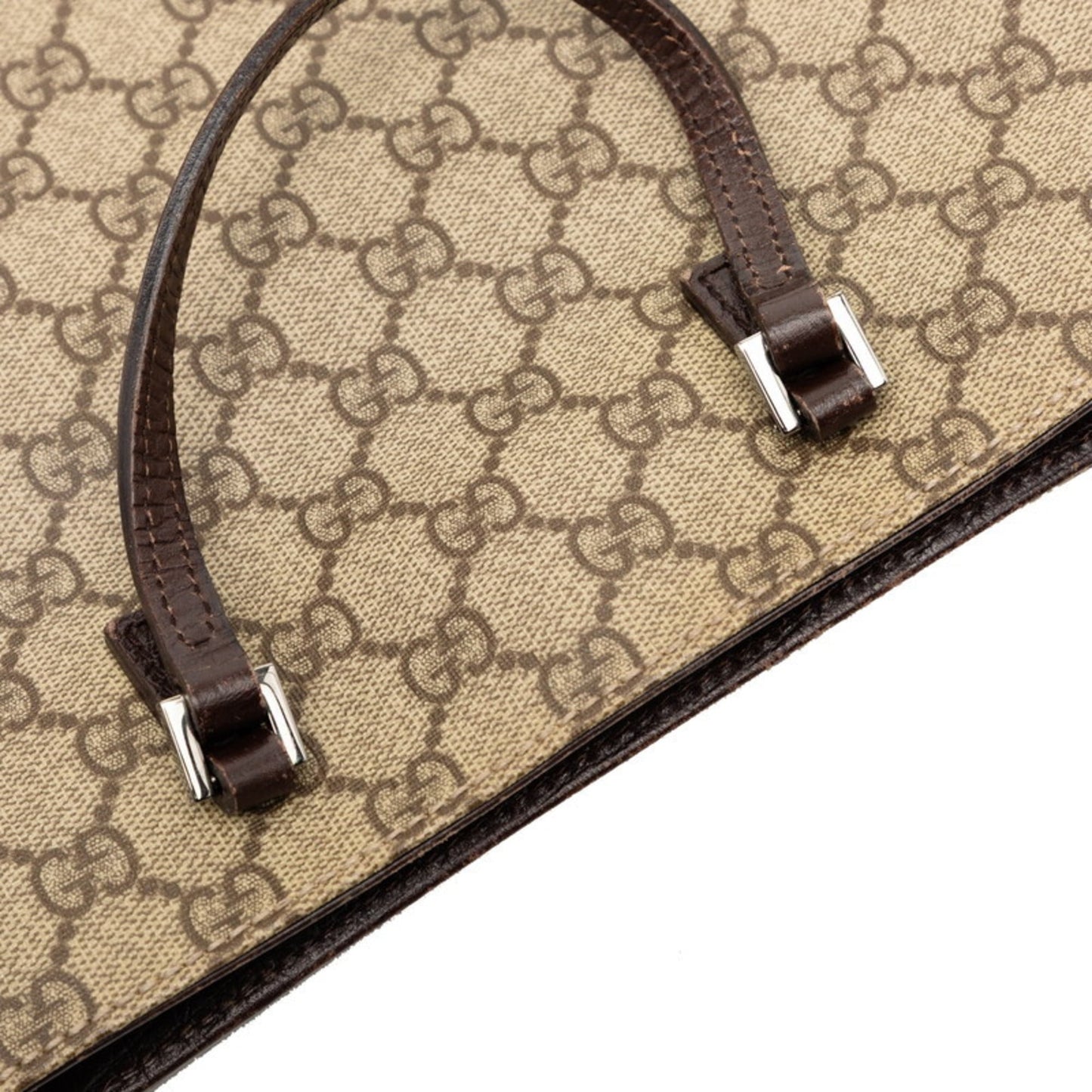 Gucci Beige Brown Pvc Leather Handbag Tote Bag ( )