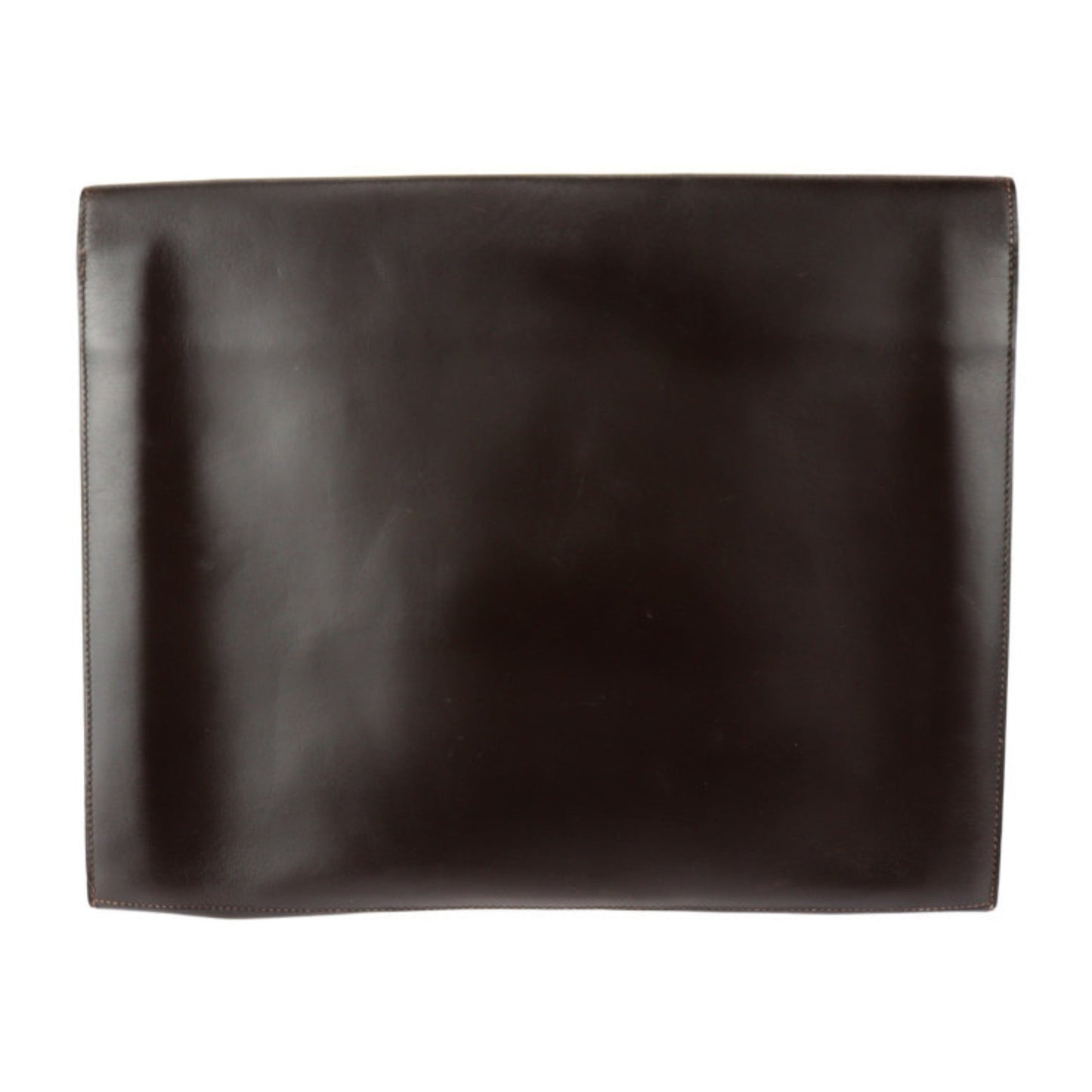 Hermes Dark Brown Box Calf Leather Clutch Bag Handbag ( )
