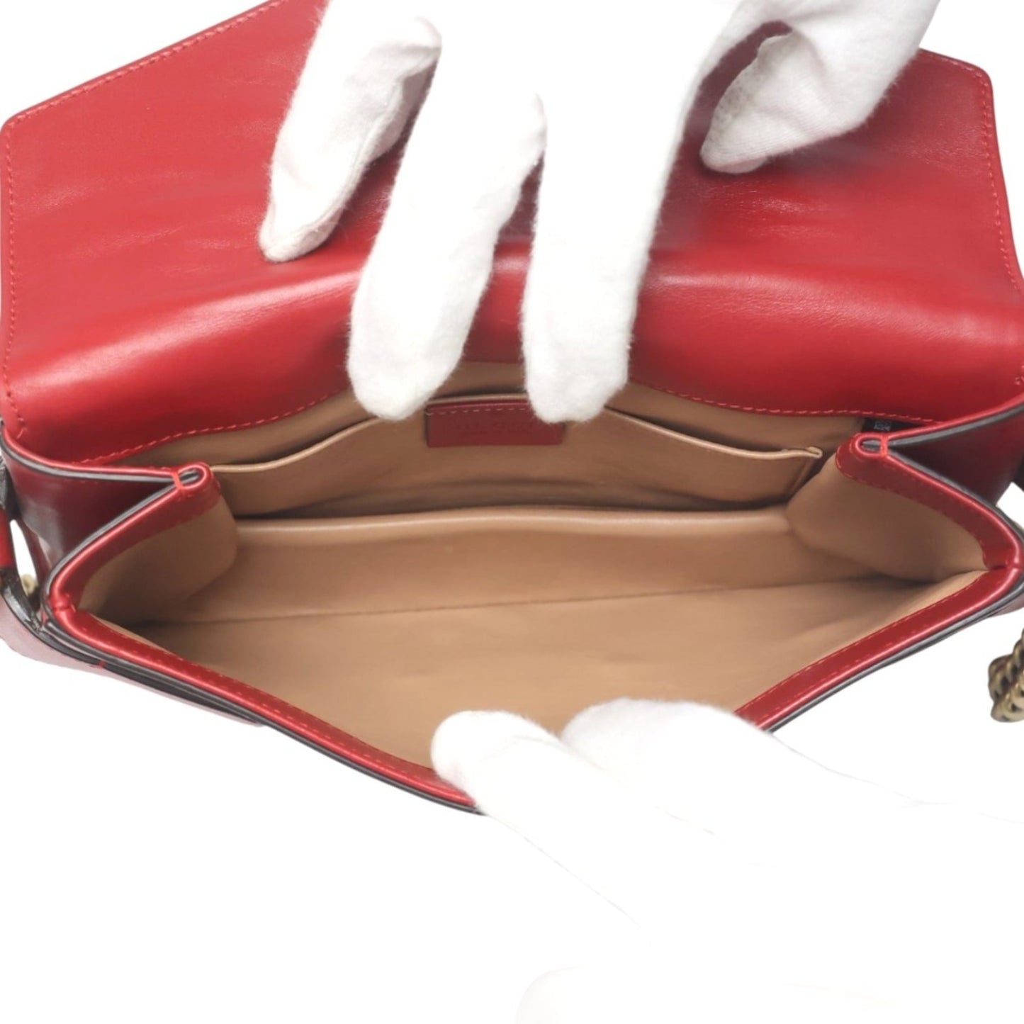 Gucci Red Color Leather Handbag Shoulder Bag ( )