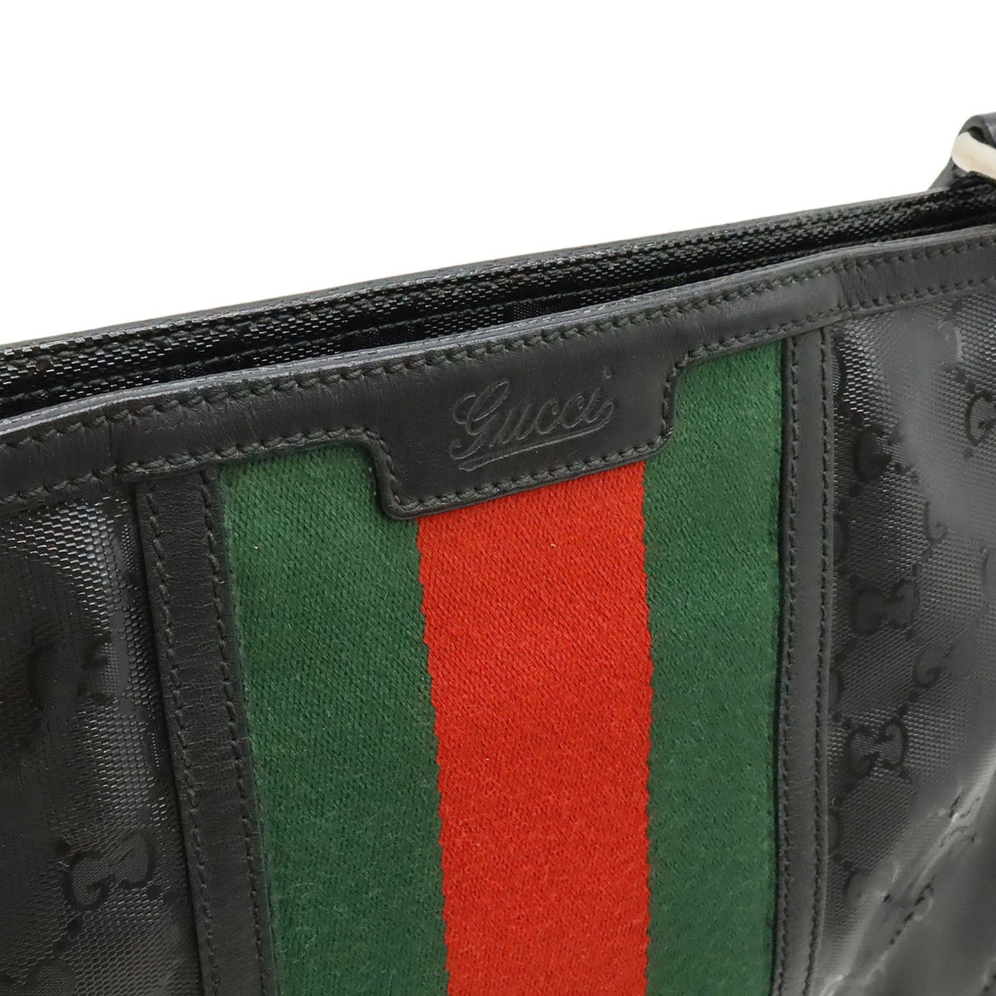 Gucci Black Green Red Color Gg ImprimÃ© Leather Shoulder Bag ( )