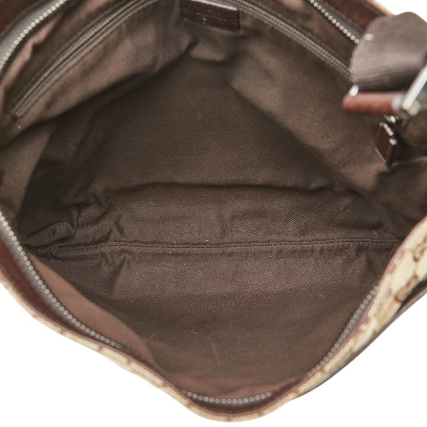Gucci Beige Brown Canvas Leather Shoulder Bag ( )