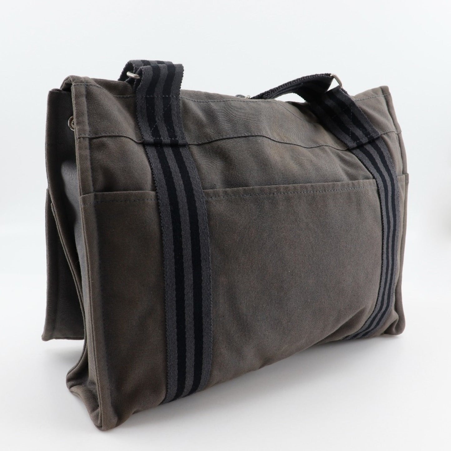 Hermes Fourre Tout Gray Cotton Canvas Shoulder Bag ( )
