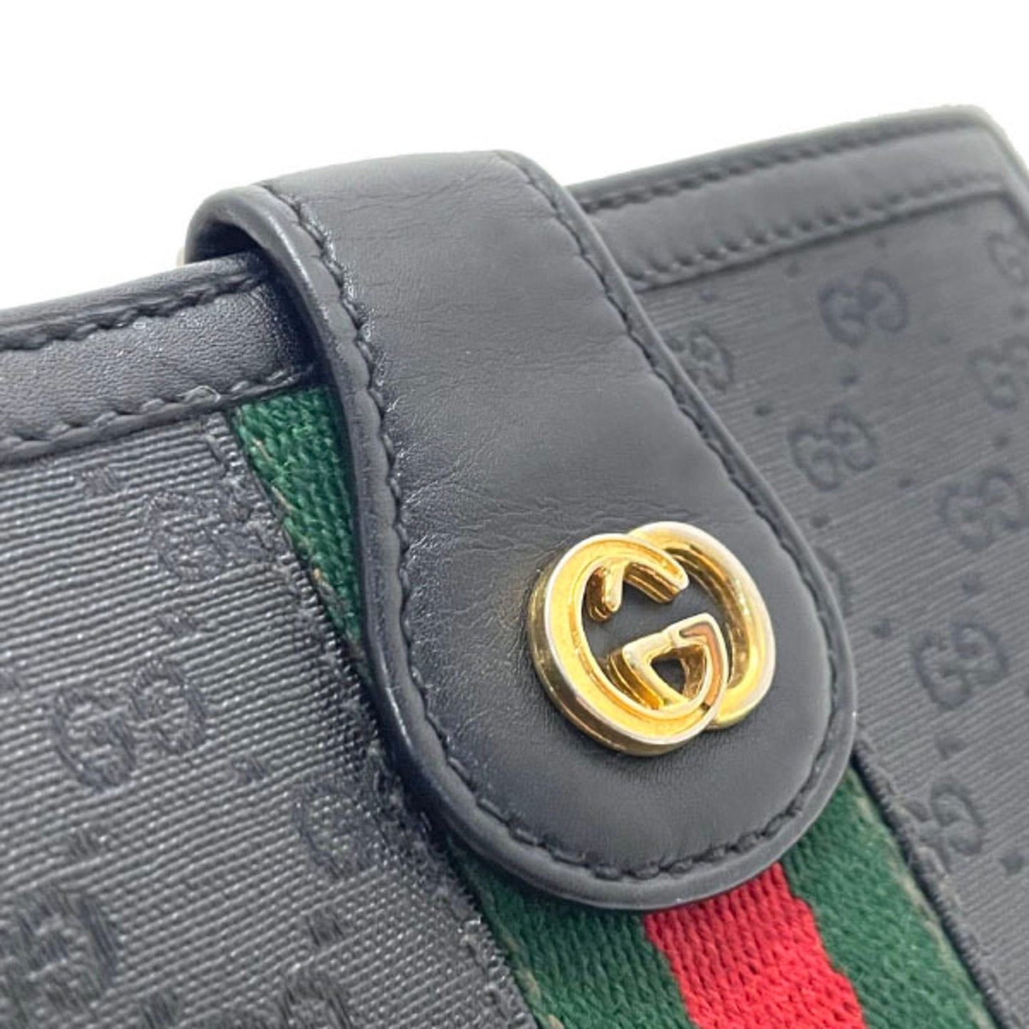 Gucci Black Green Red Color Pvc Leather Middle Wallet (Bi-Fold) ( )