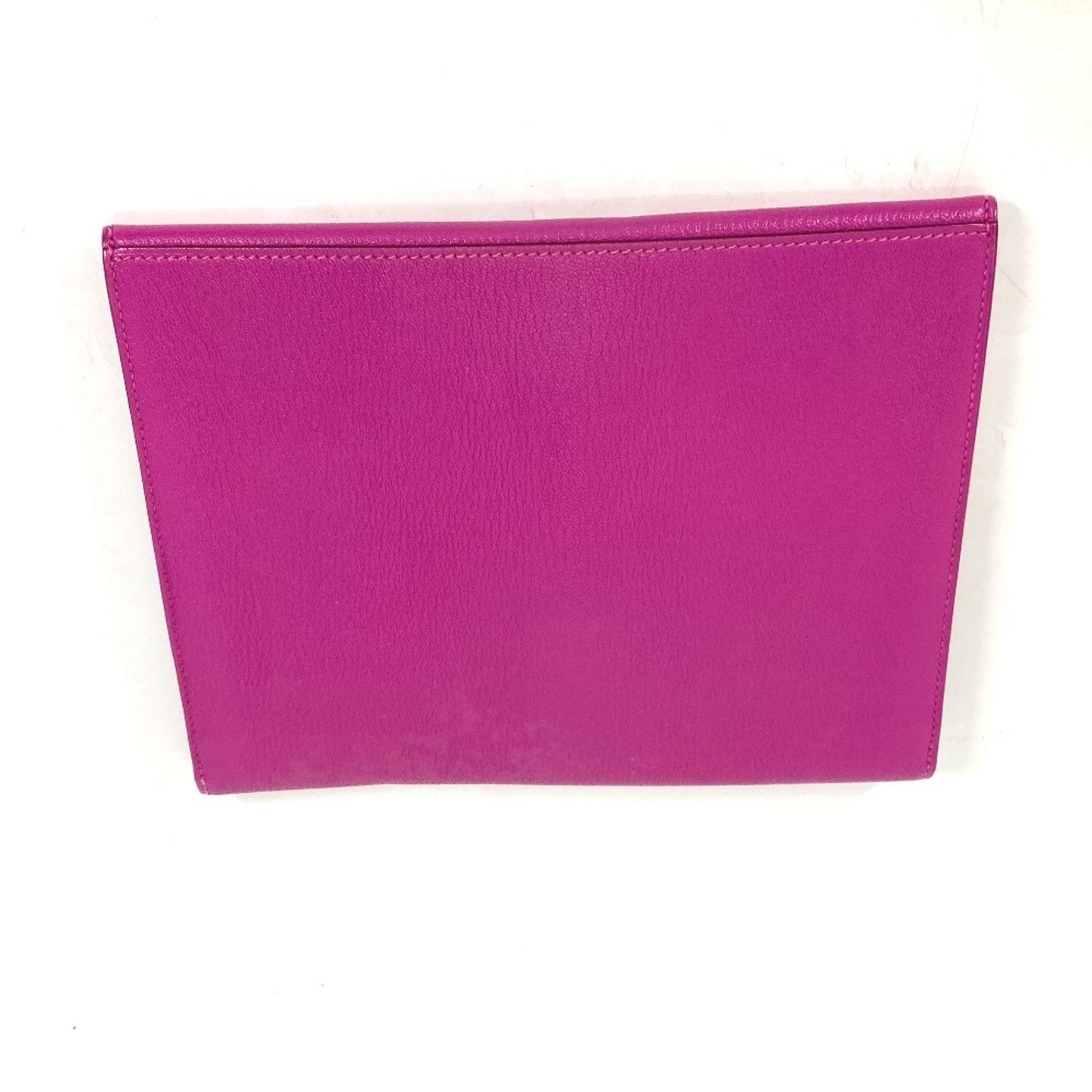 Hermes Pink Rose Purple Chevre Leather Clutch Bag Pouch ( )