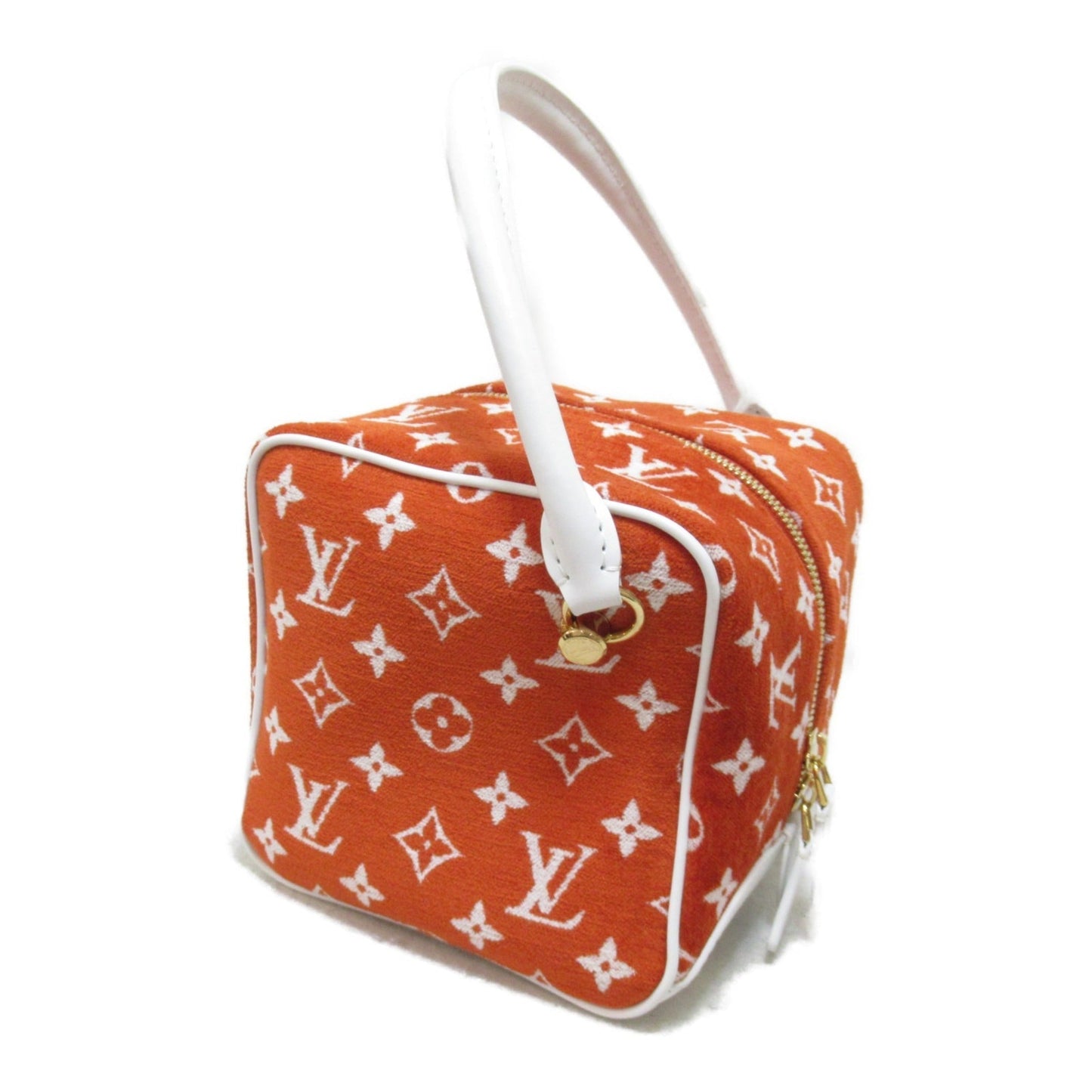 LOUIS VUITTON LV match square bag Red leather Monogram jacquard velvet