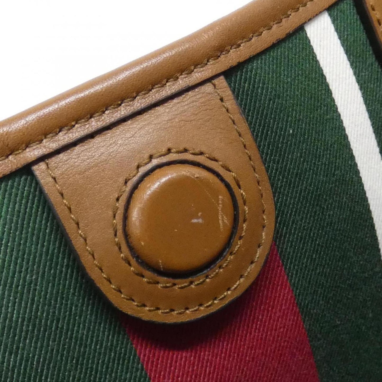 Gucci Beige Dark Brown Fabric Leather Handbag ( )