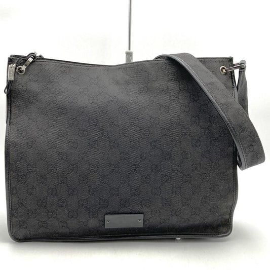 Gucci Black Denim Leather Shoulder Bag ( )