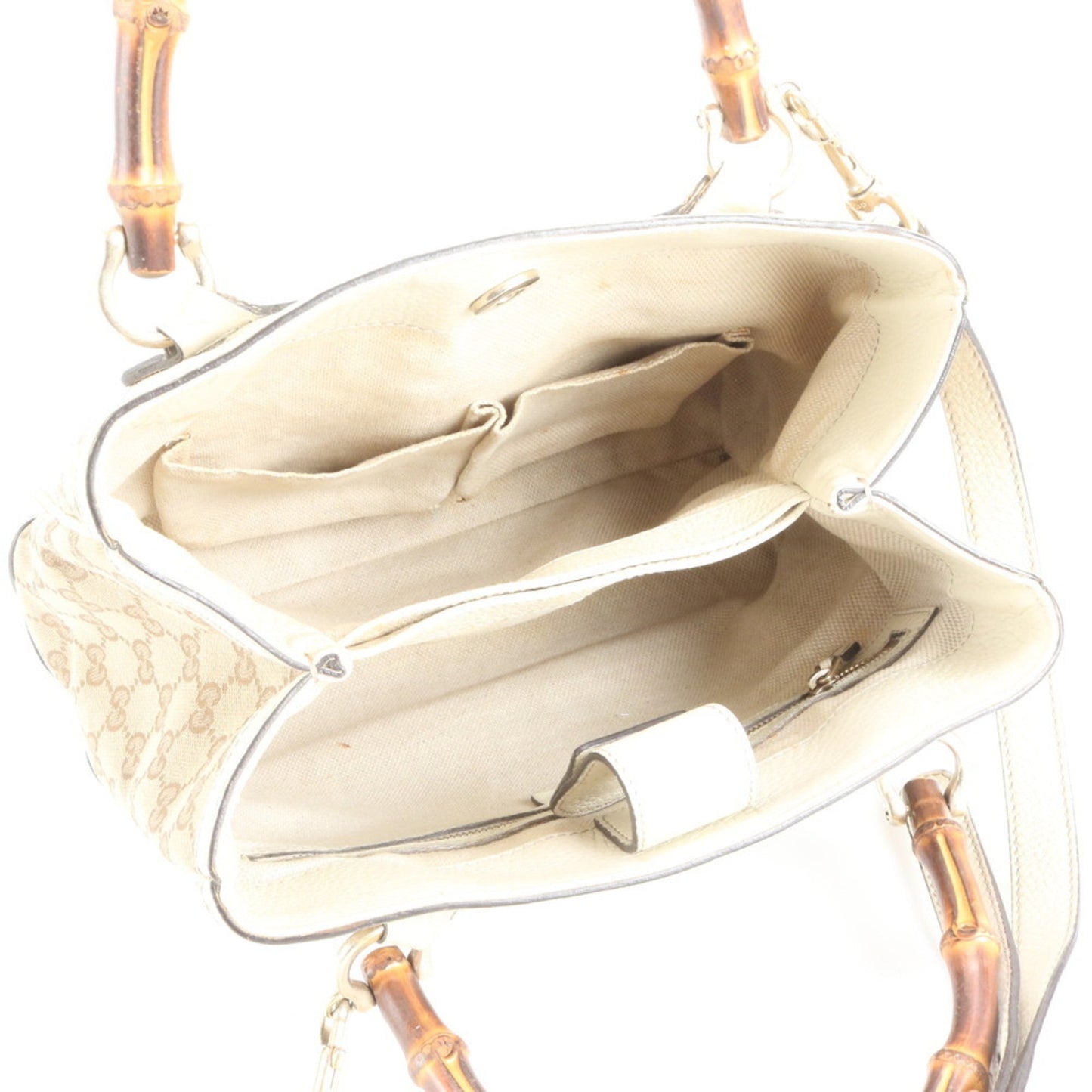 Gucci Beige Leather Canvas Shoulder Bag ( )
