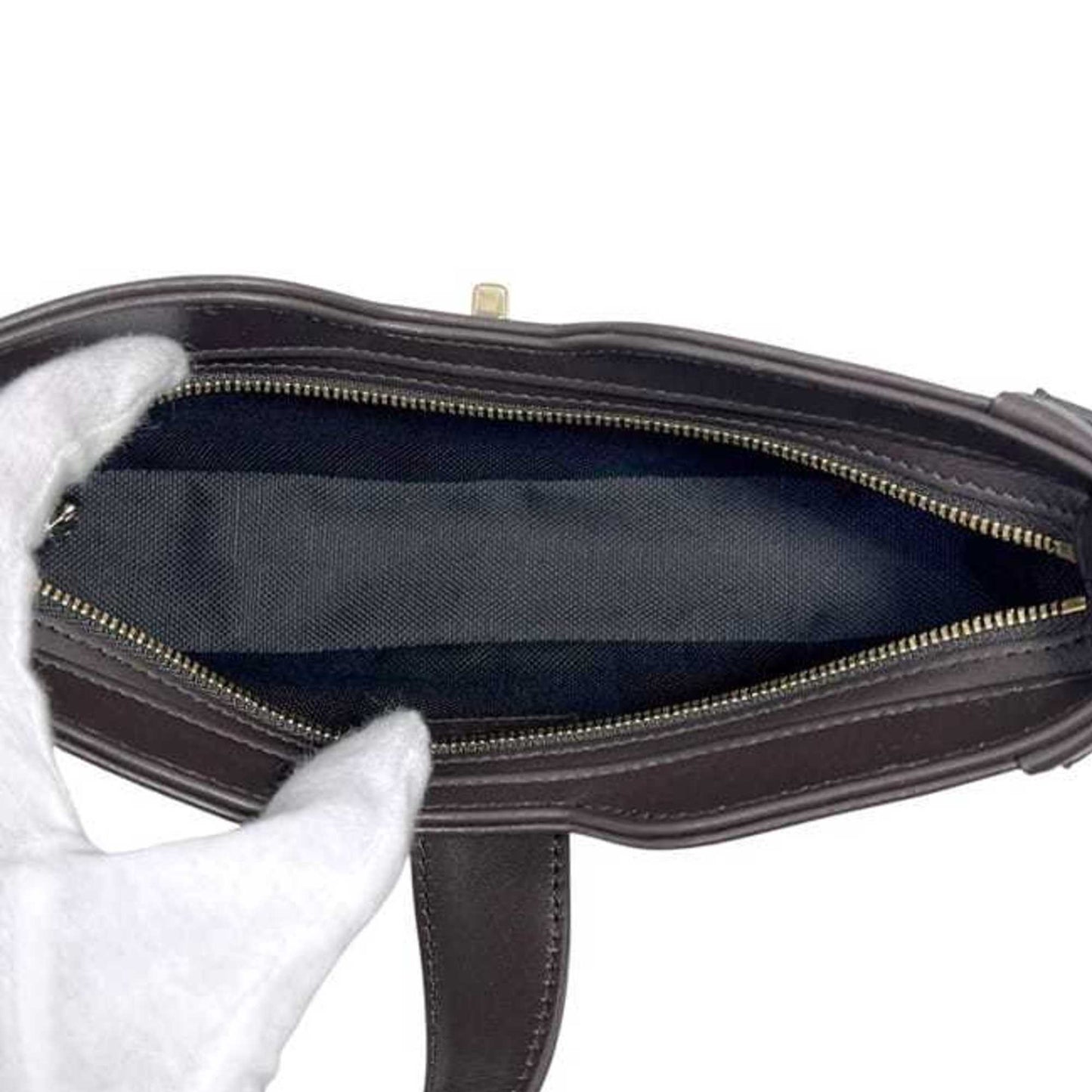 Gucci Beige Brown Canvas Leather Shoulder Bag ( )