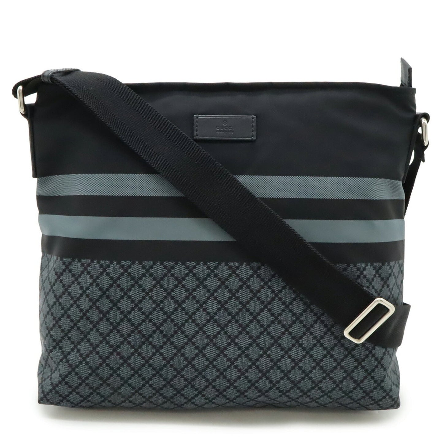 Gucci Black Gray Nylon Leather Shoulder Bag ( )