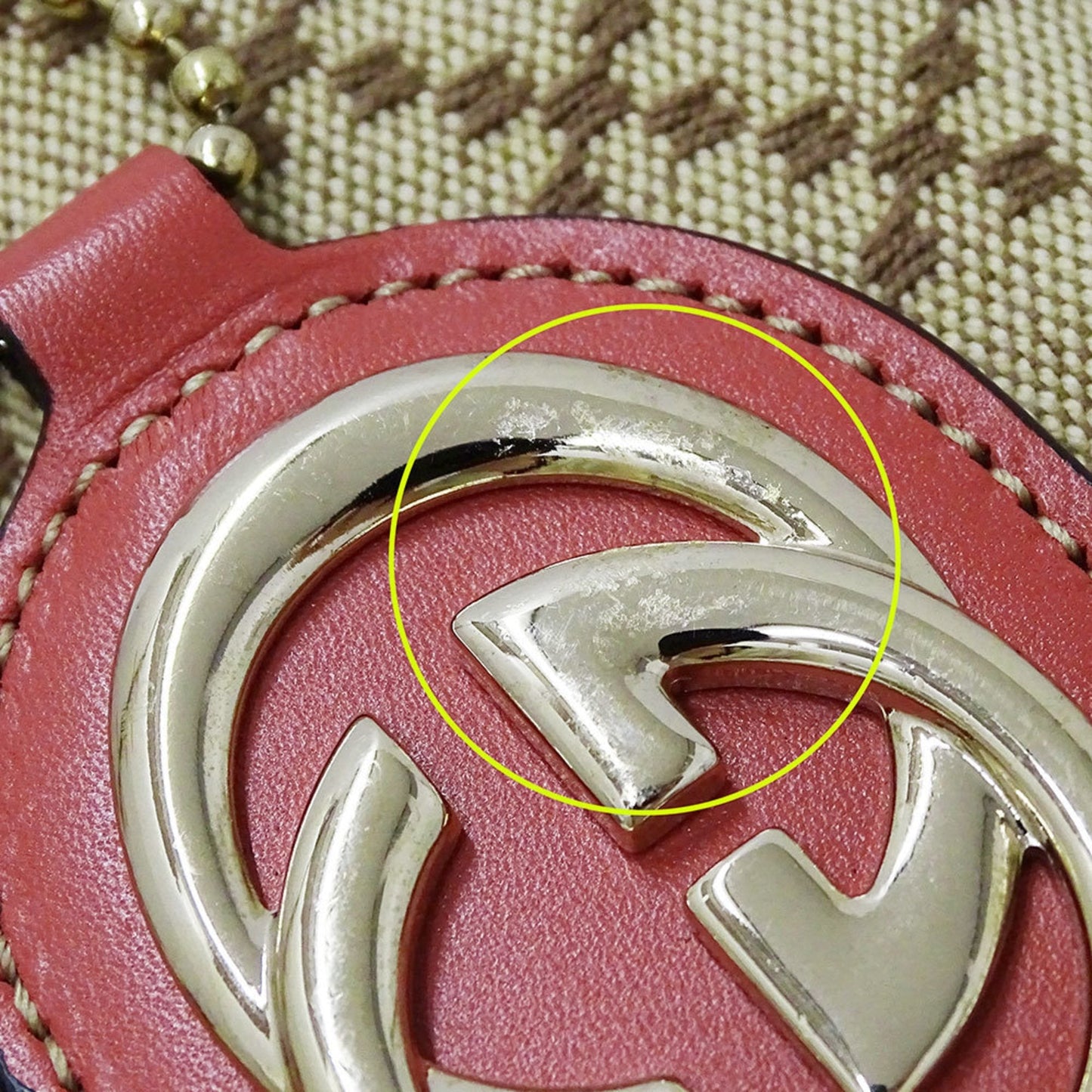 Gucci Beige Pink Canvas Leather Handbag Shoulder Bag ( )