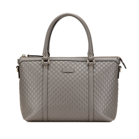Gucci Gray Leather Shoulder Bag Tote Bag ( )