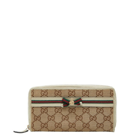 Gucci Beige Multi-Color Canvas Leather Long Wallet (Bi-Fold) ( )