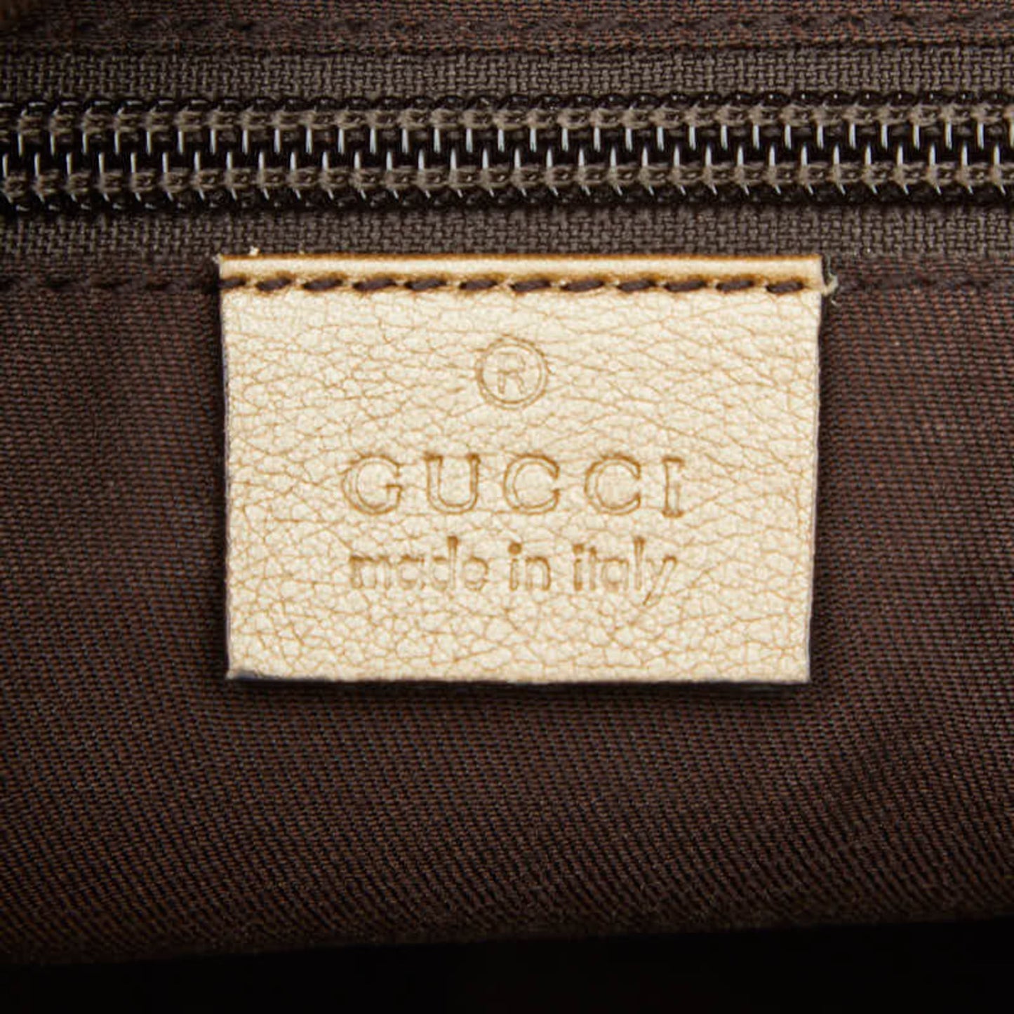 Gucci Gold Brown Gray Canvas Leather Shoulder Bag ( )