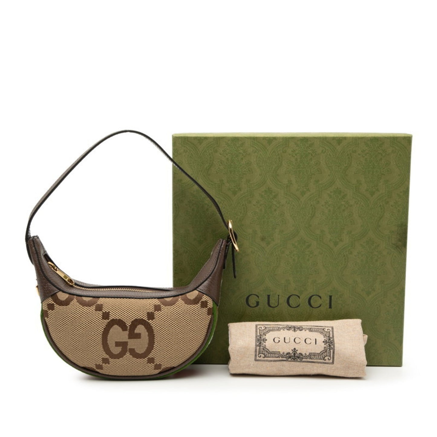 Gucci Beige Brown Canvas Leather Handbag Shoulder Bag ( )