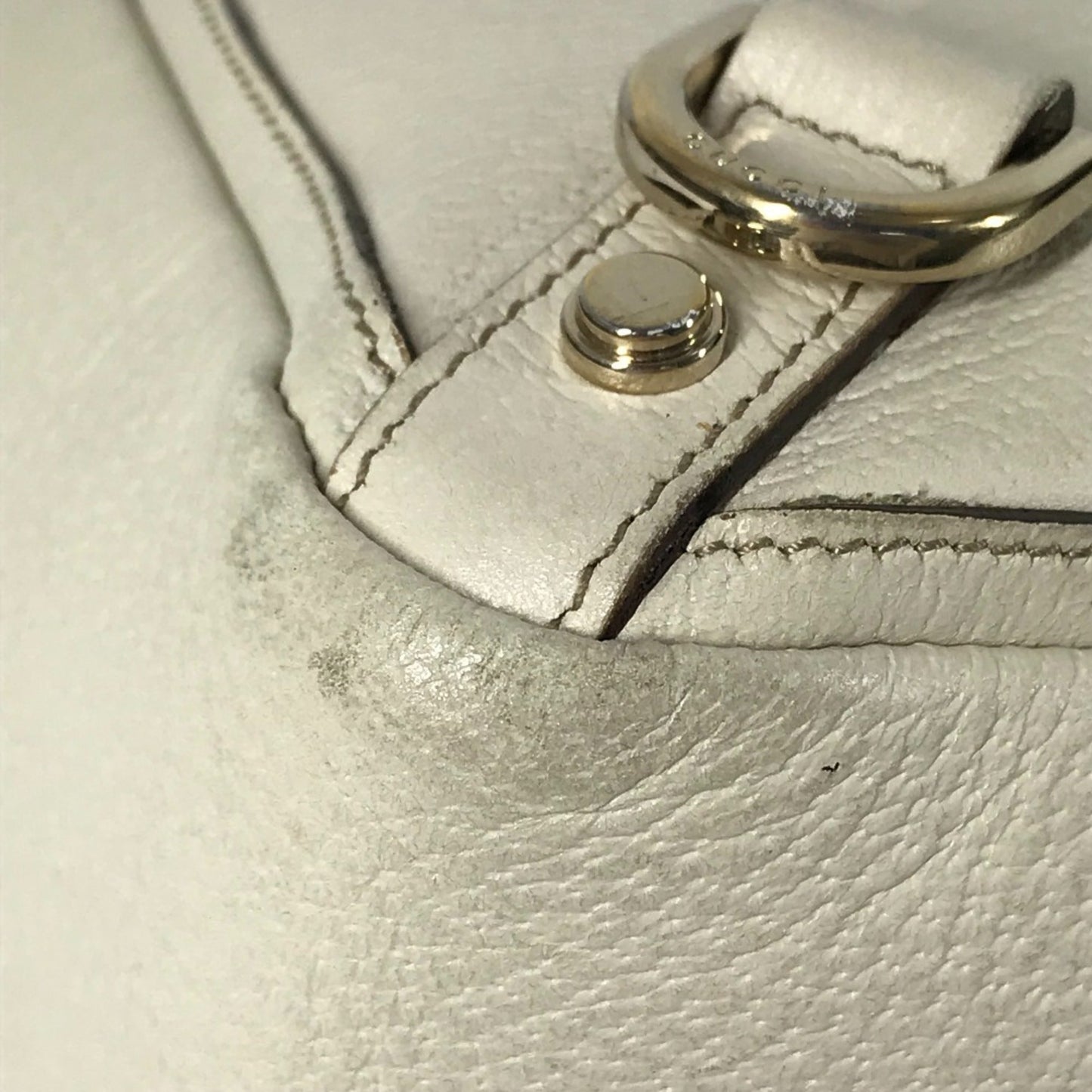 Gucci Pink White Leather Handbag Shoulder Bag Tote Bag ( )