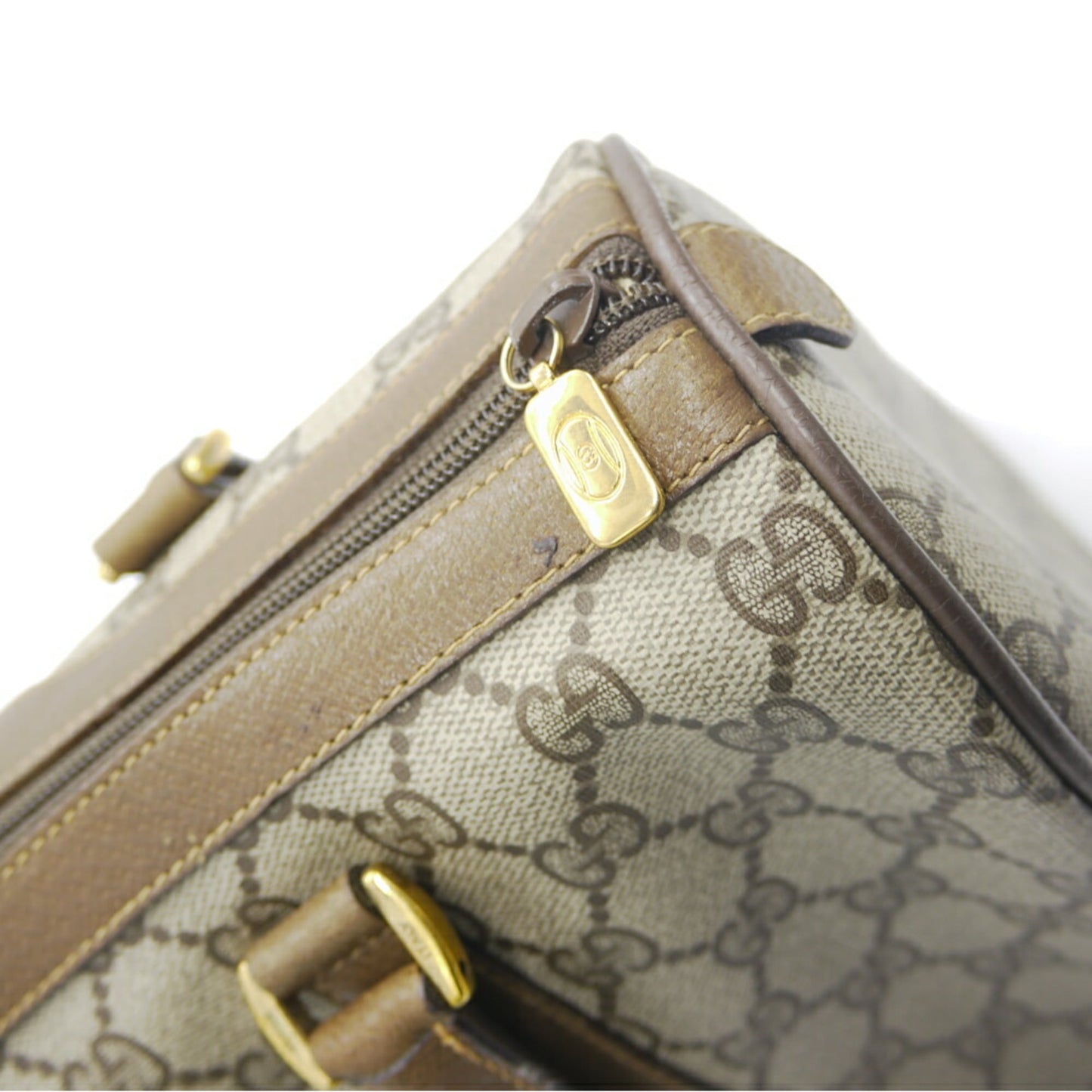 Gucci Beige Pvc Leather Boston Bag ( )