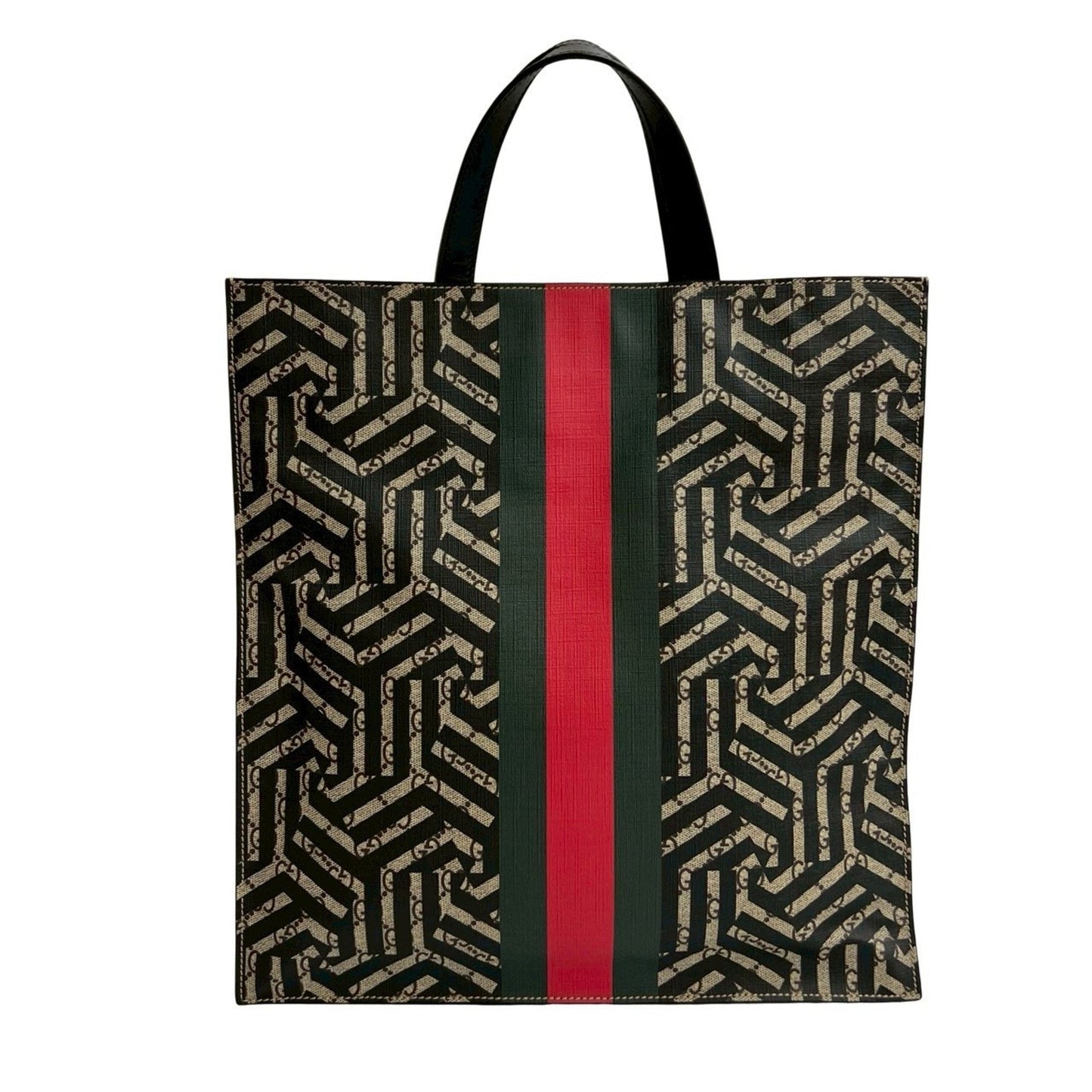 Gucci Black Brown Green Red Color Pvc Leather Handbag Shoulder Bag Tote Bag ( )