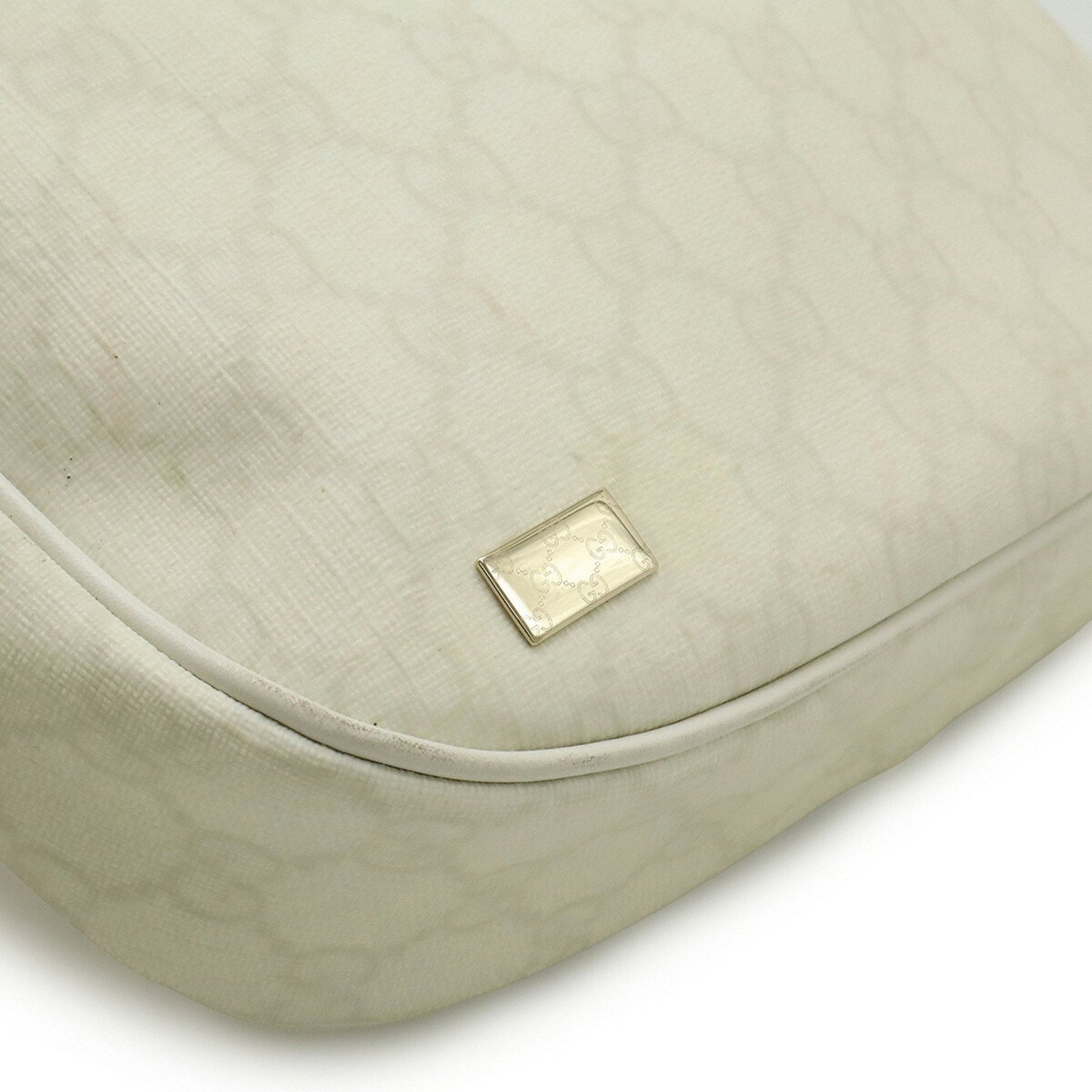 Gucci Navy White Pvc Leather Handbag Shoulder Bag ( )