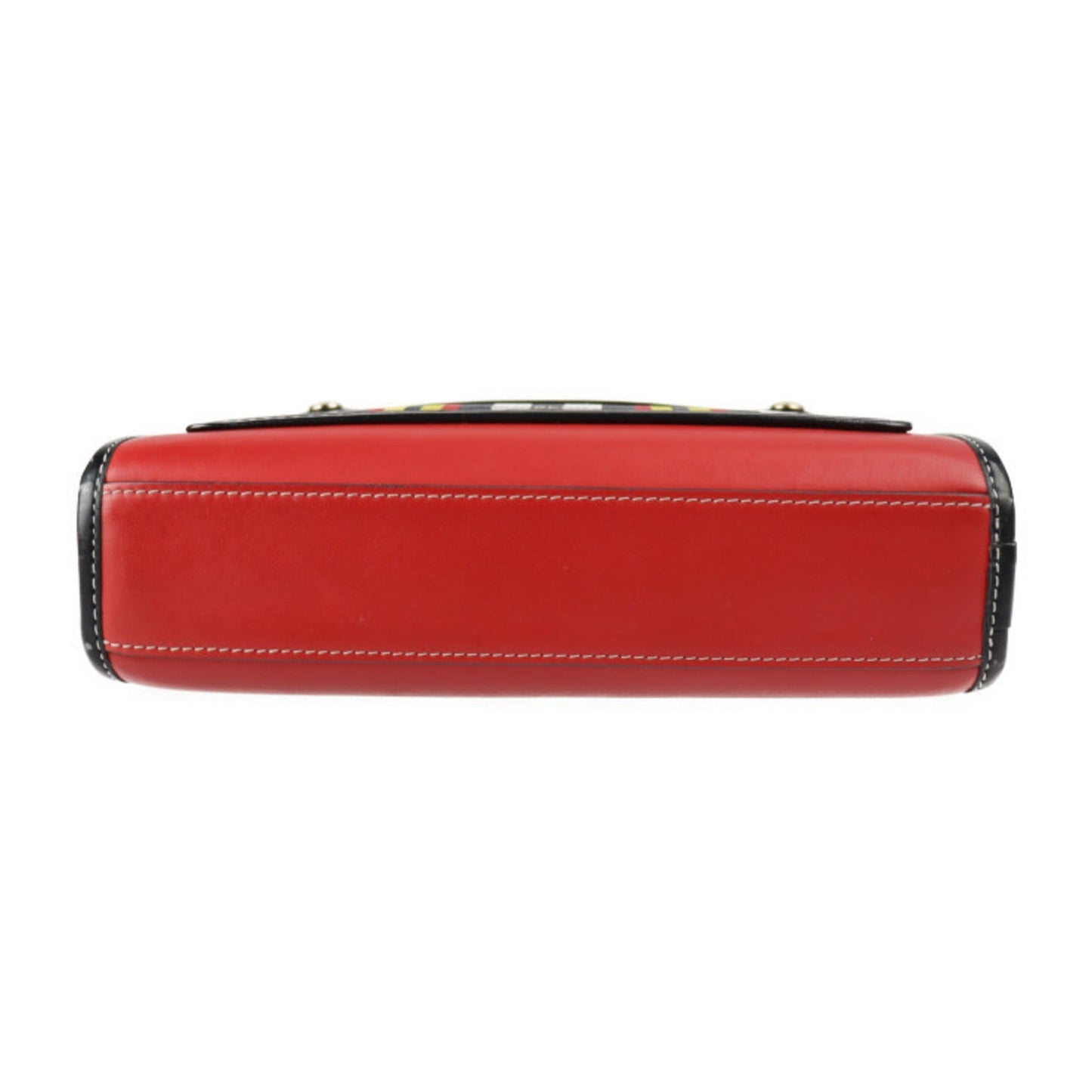 Burberry Black Multi-Color Red Color Leather Nylon Canvas Handbag Shoulder Bag ( )