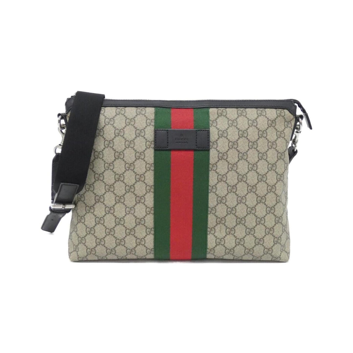 Gucci Beige Black Gg Supreme Shoulder Bag ( )