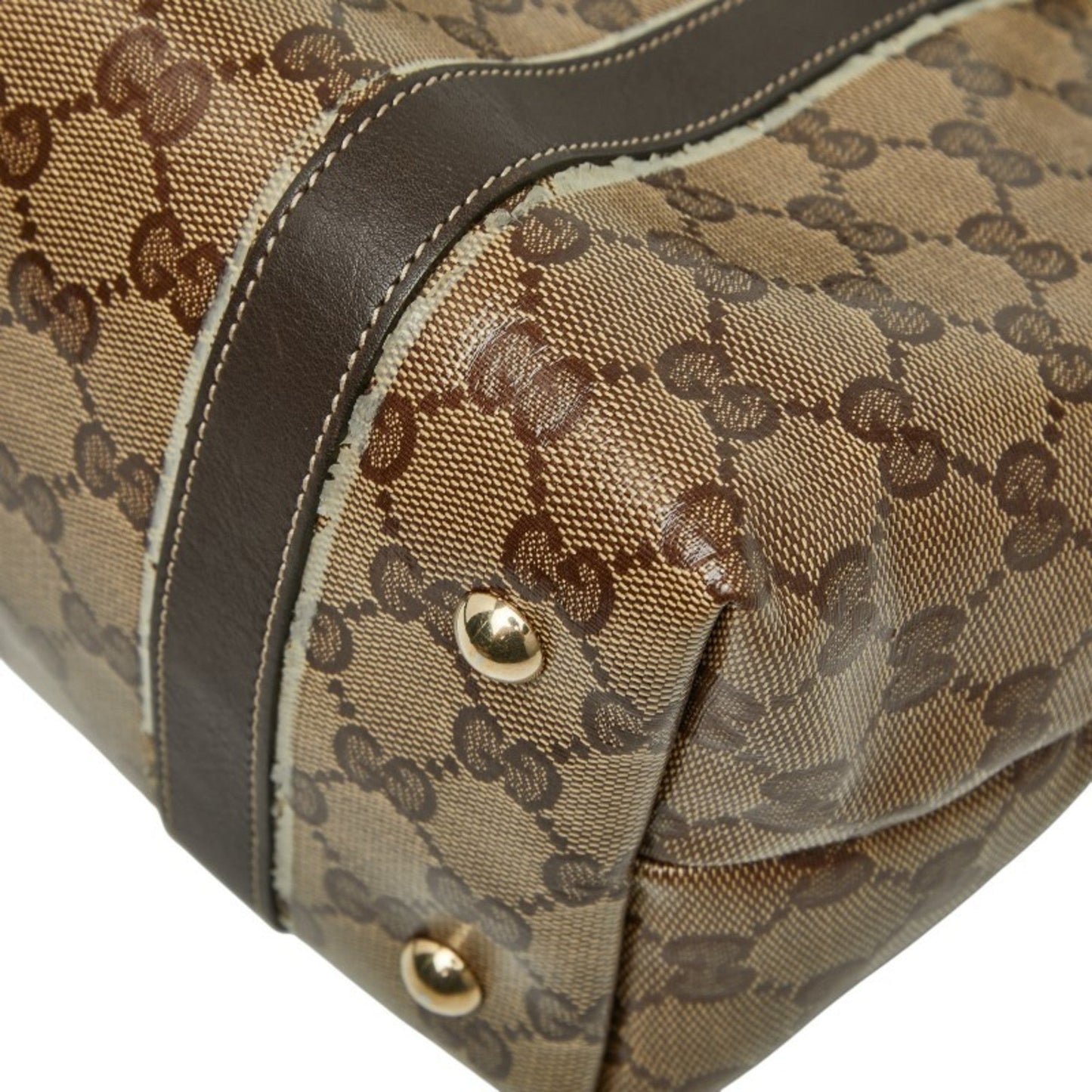 Gucci Gg Crystal Beige Brown Pvc Leather Tote Bag ( )