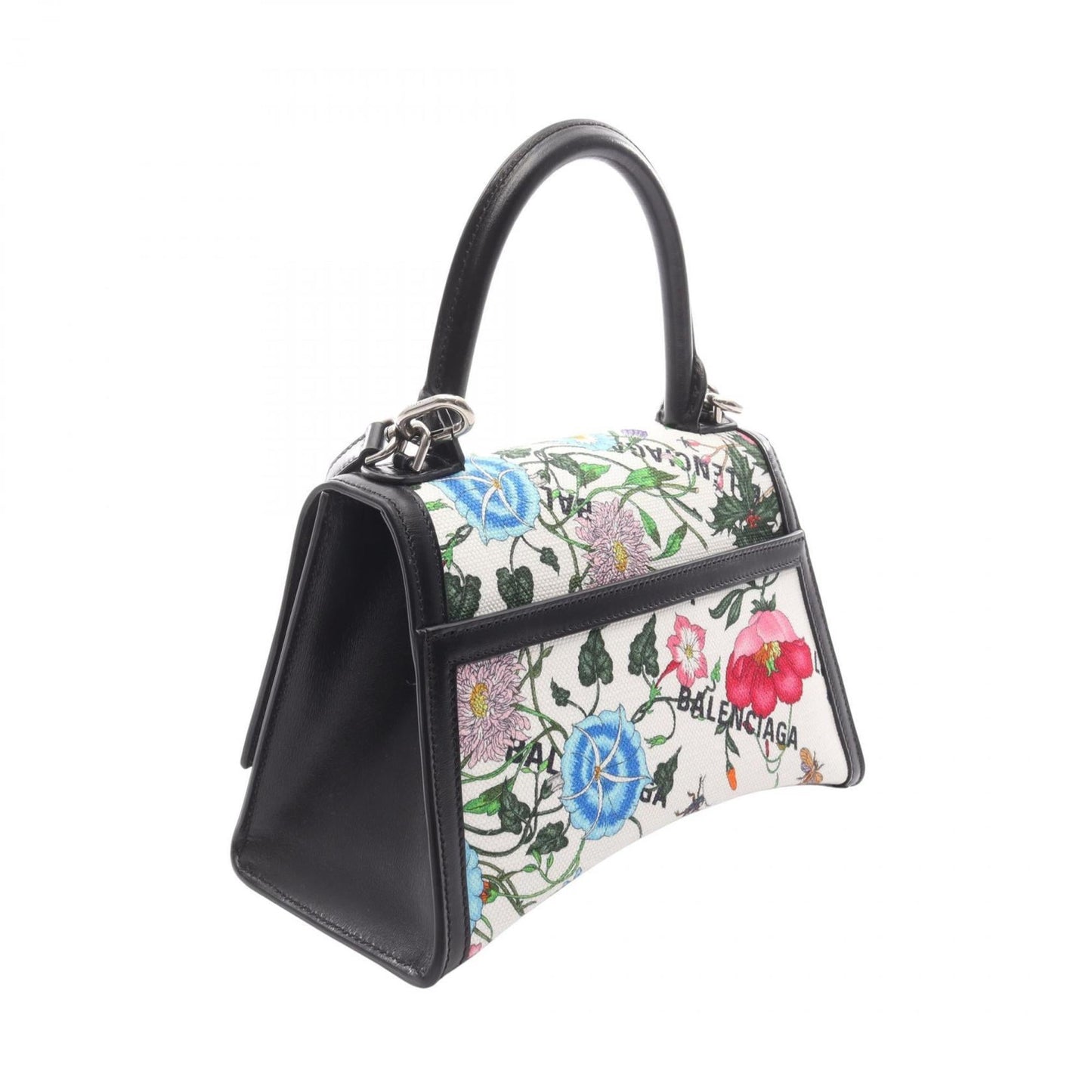 Gucci Black Multi-Color White Canvas Leather Handbag ( )