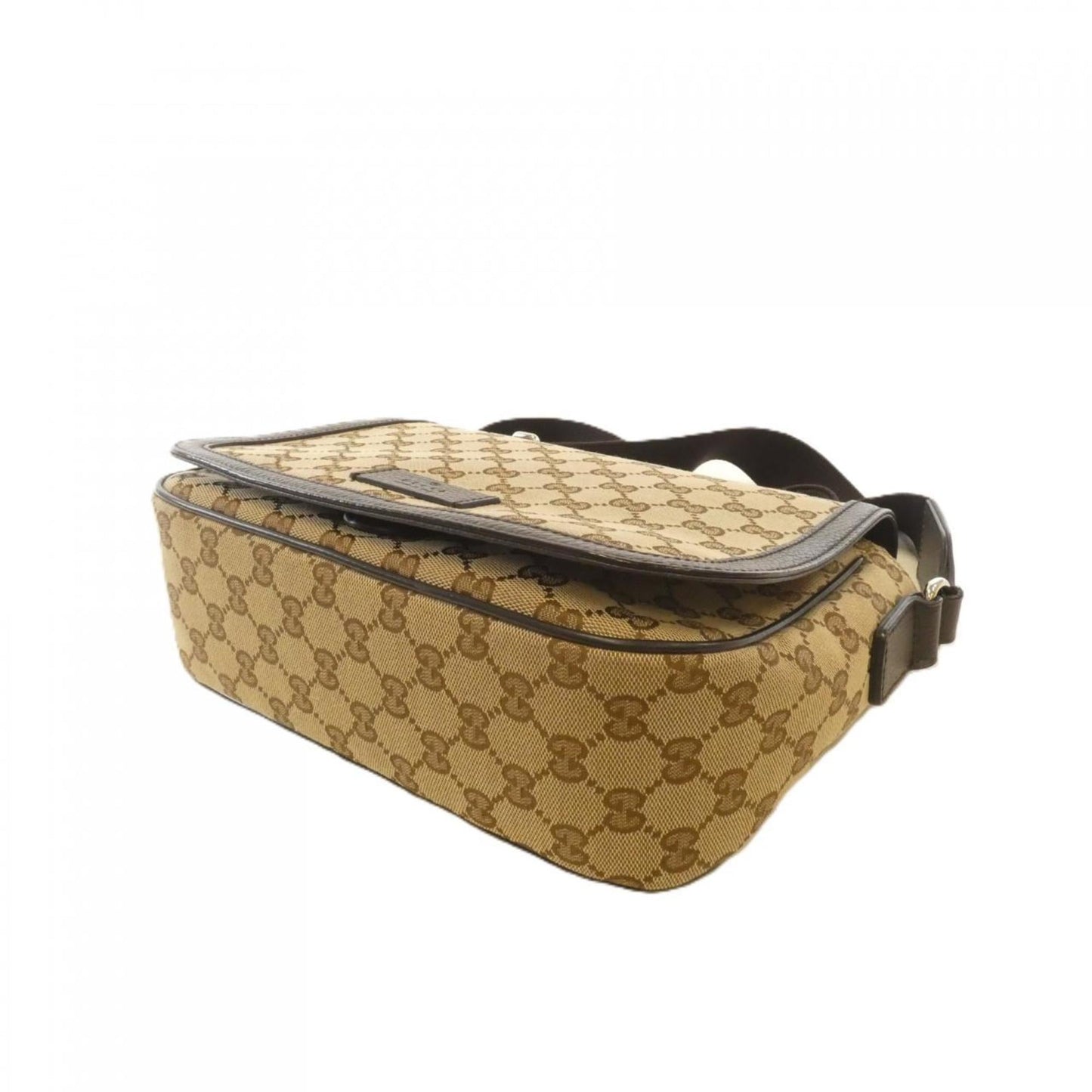 Gucci Beige Brown Gg Canvas Leather Shoulder Bag ( )