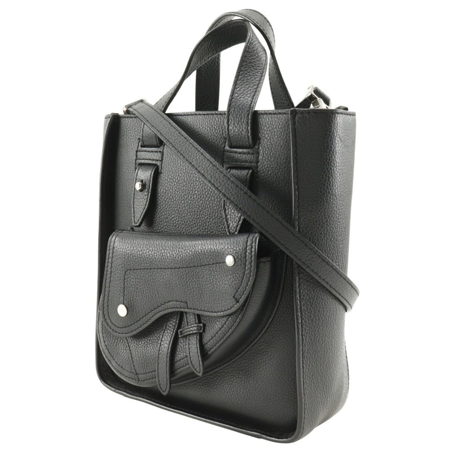 Christian Dior Black Leather Handbag Shoulder Bag Tote Bag ()