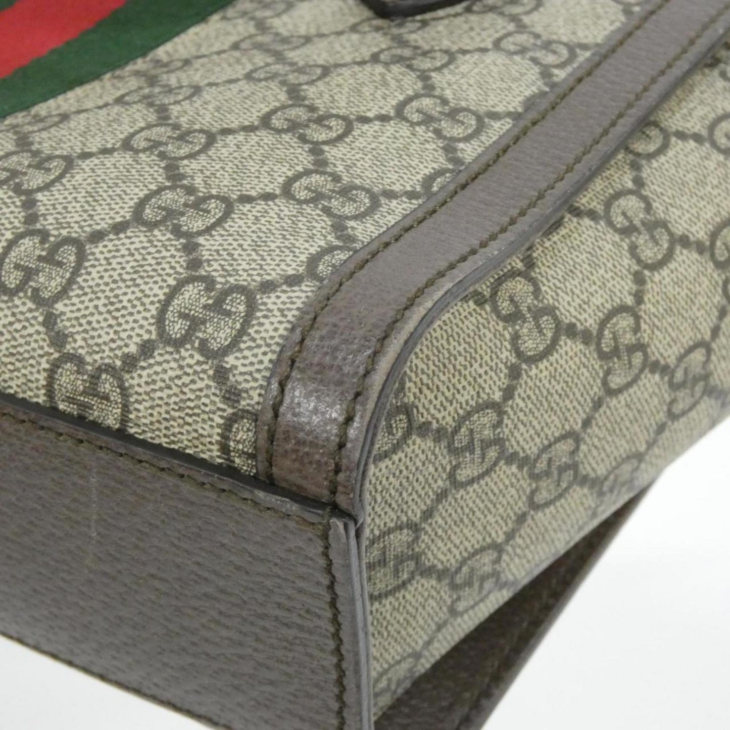 Gucci Beige Brown Gg Supreme Canvas Leather Handbag ( )