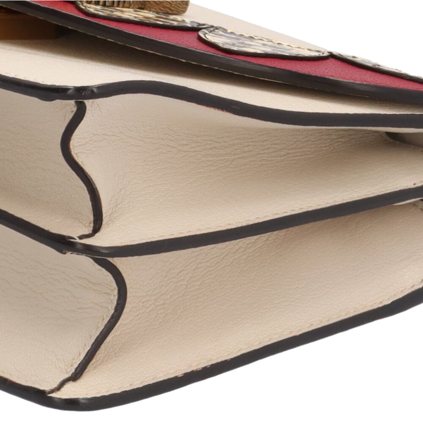 Gucci Beige Red Color Leather Shoulder Bag ( )