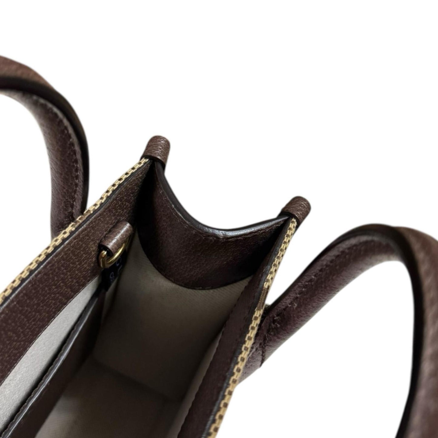 Gucci Beige Brown Gg Canvas Leather Shoulder Bag ( )