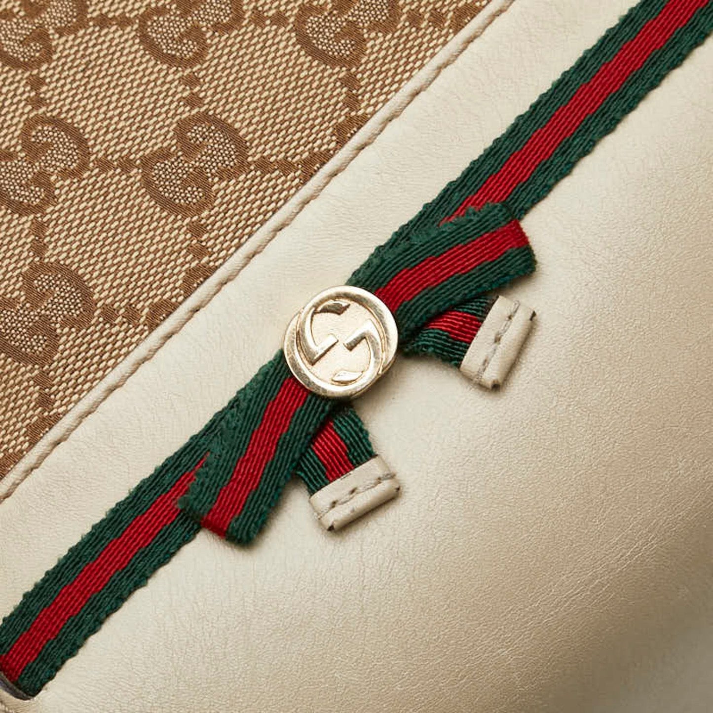 Gucci Gg Canvas Beige Gg Canvas Leather Shoulder Bag Tote Bag ( )