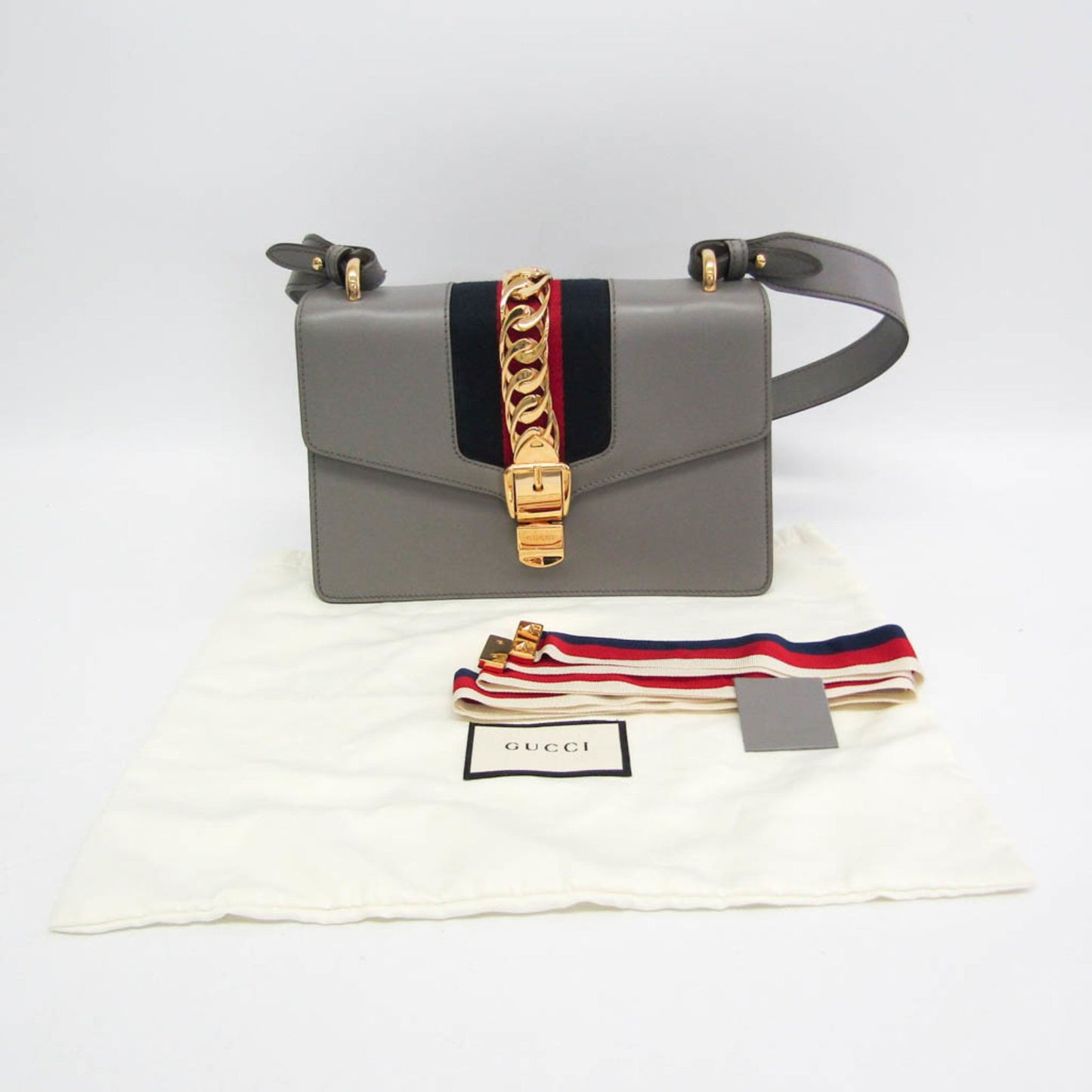 Gucci Gray Leather Shoulder Bag ( )