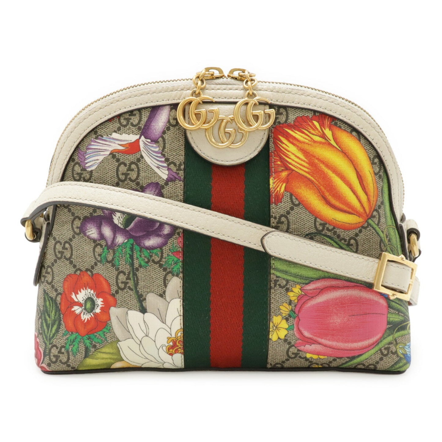 Gucci Beige Ivory Multi-Color Gg Supreme Canvas Leather Pochette Shoulder Bag ( )