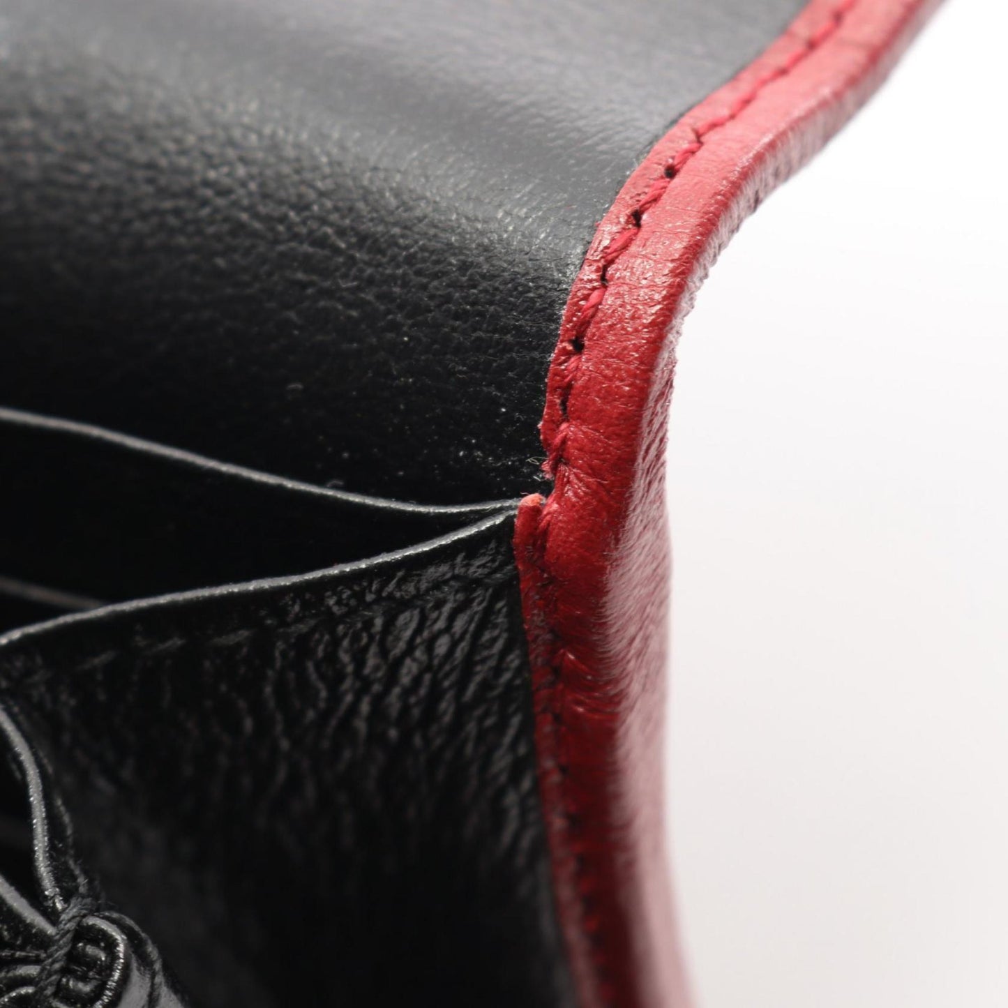Gucci Beige Black Red Color Leather Long Wallet (Bi-Fold) ( )