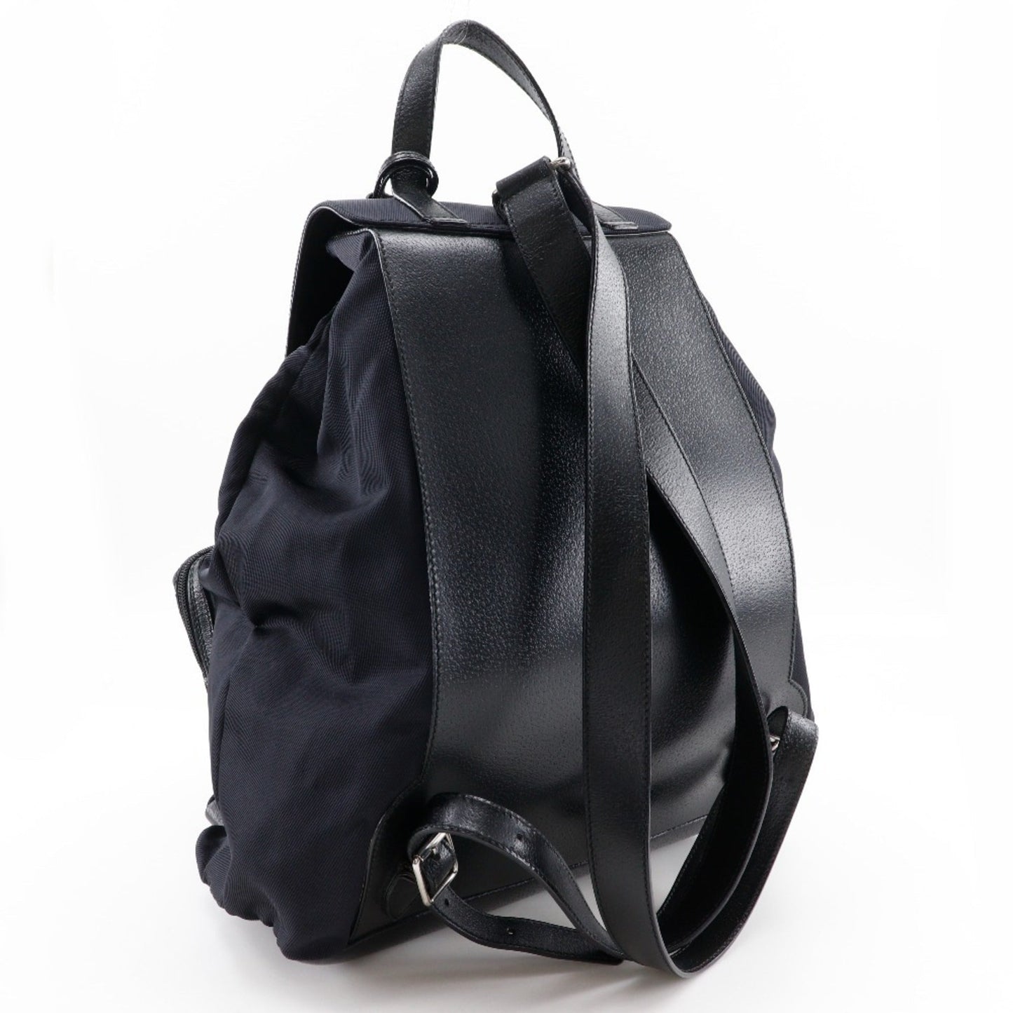 Gucci Black Nylon Canvas Leather Backpack ( )