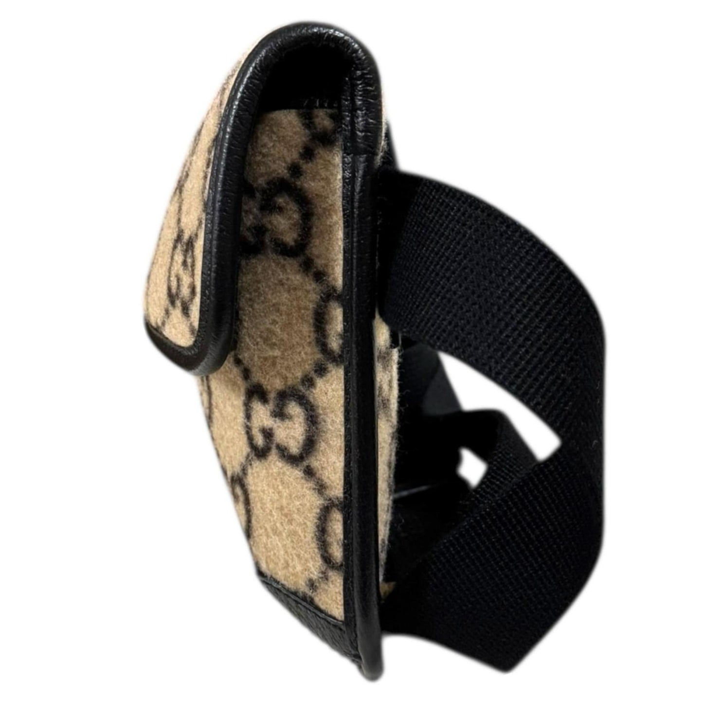 Gucci Beige Black Wool Leather Sling Bag ( )