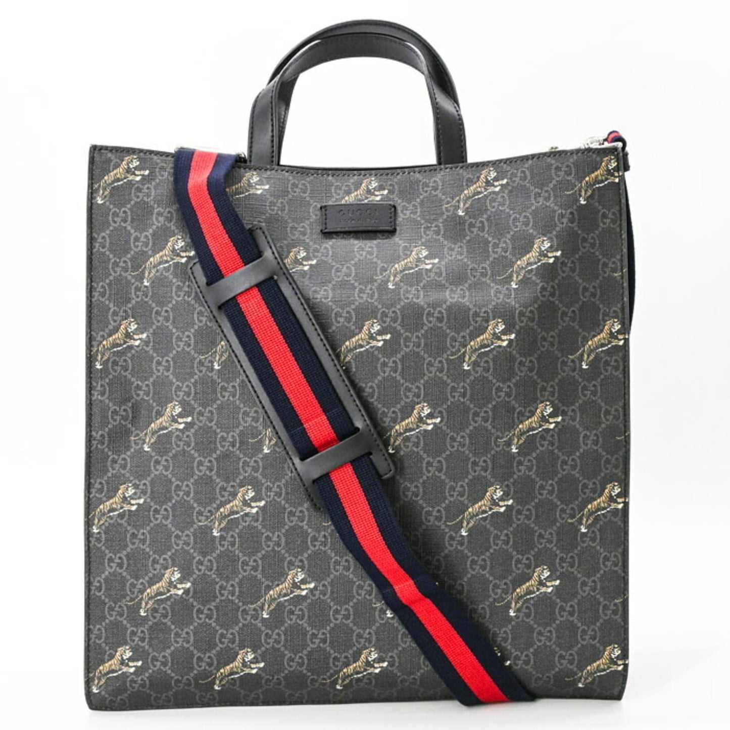 Gucci Black Gg Supreme Leather Shoulder Bag Tote Bag ( )