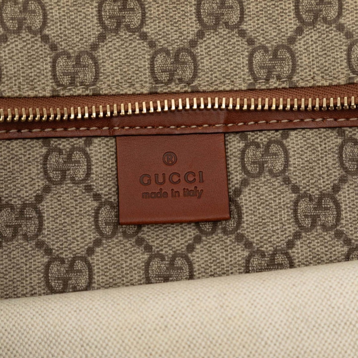 Gucci Beige Brown Gg Supreme Pvc Leather Tote Bag ( )