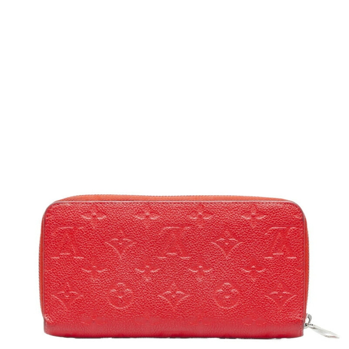 LOUIS VUITTON Monogram Implant Zippy Long Wallet M61865 Cerise Red Calf Leather Women's
