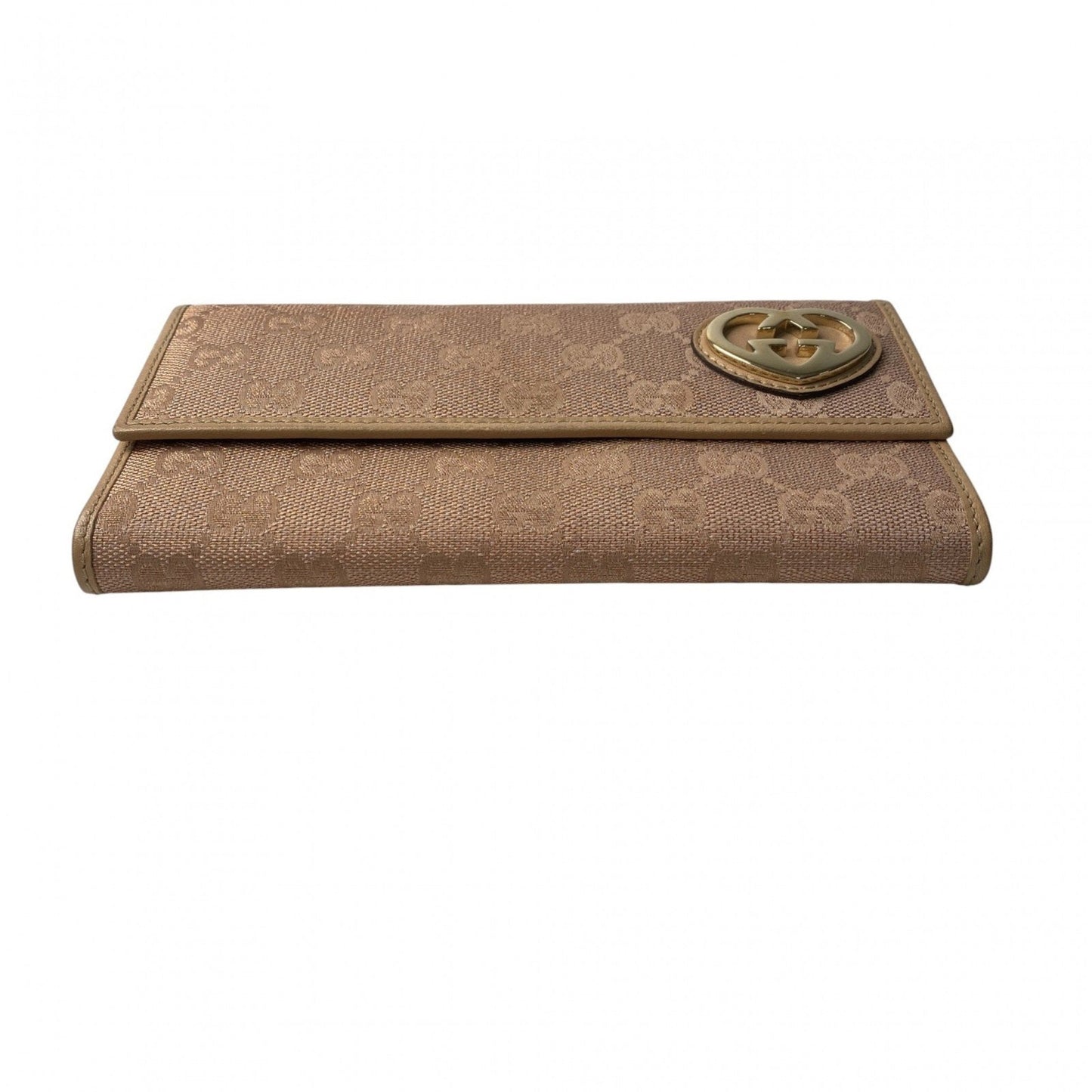 Gucci Pink Gg Canvas Leather Long Wallet (Bi-Fold) ( )