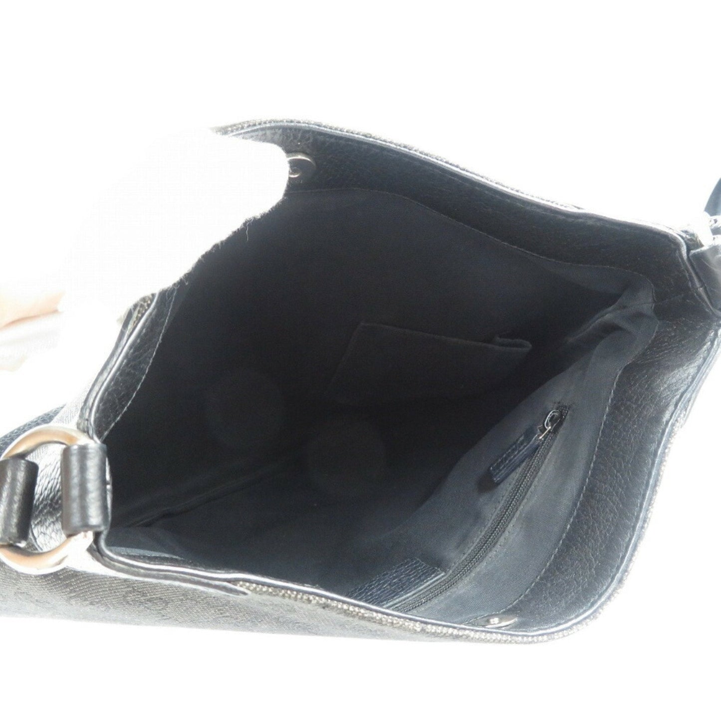 Gucci Black Gg Canvas Leather Shoulder Bag ( )