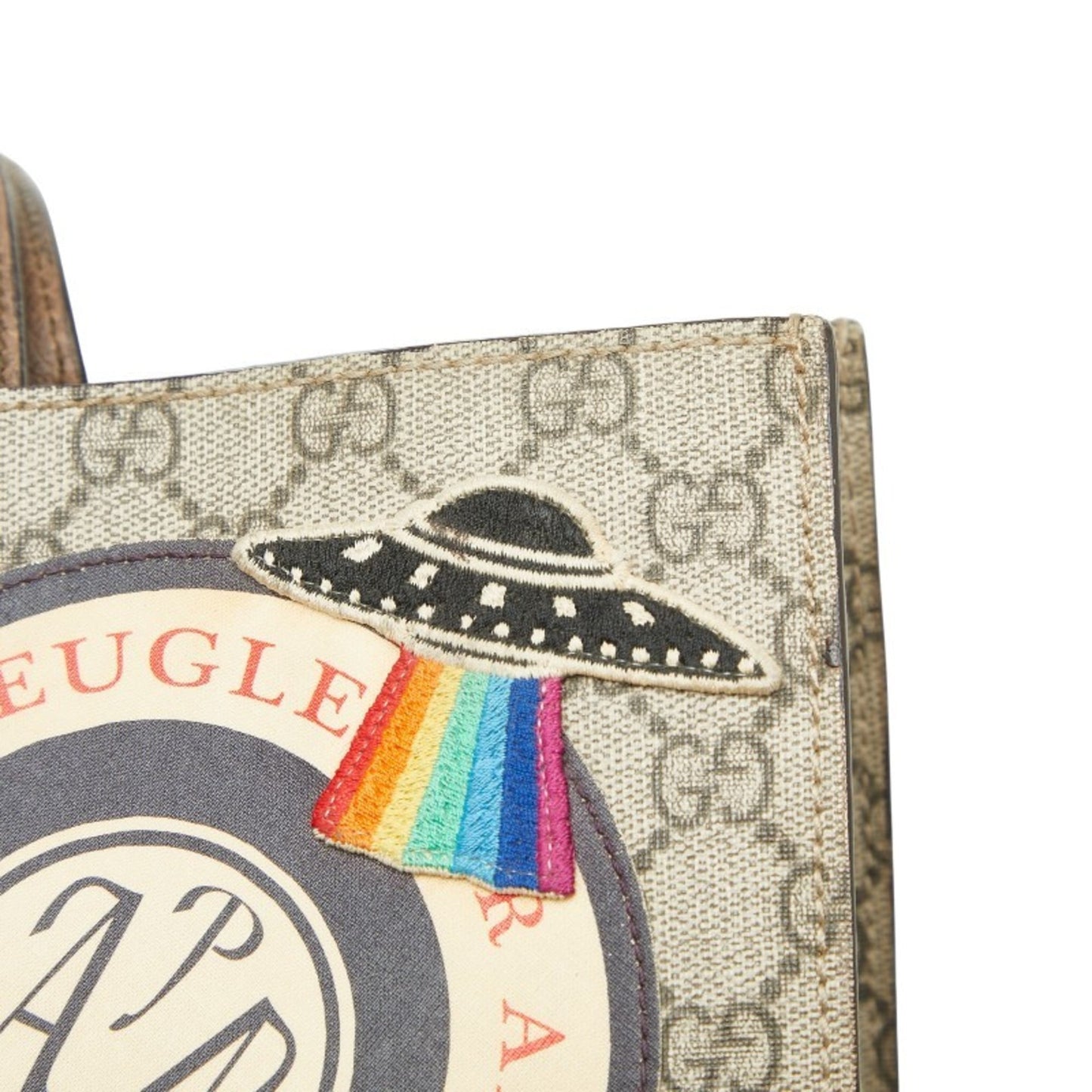 Gucci Beige Multi-Color Pvc Leather Shoulder Bag Tote Bag ( )