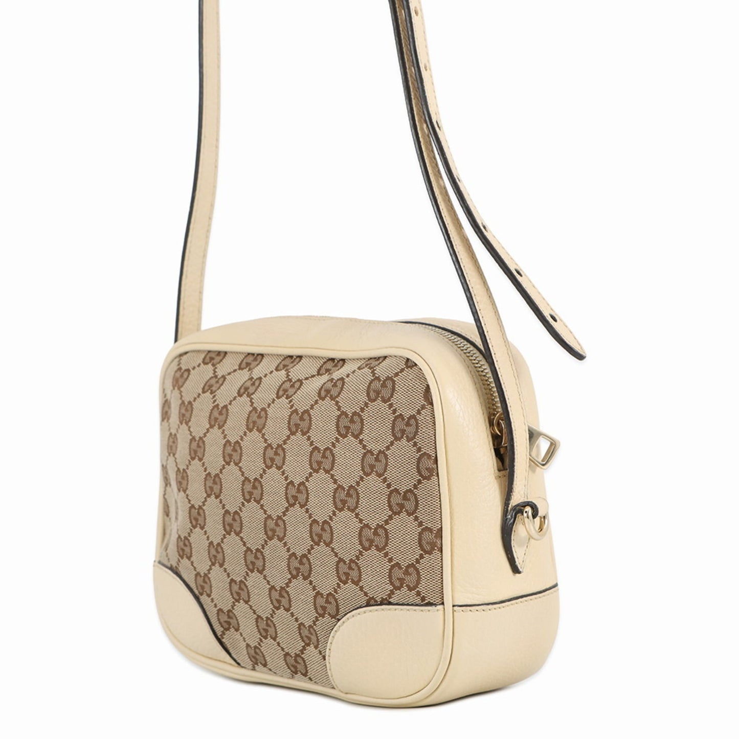 Gucci Gg Canvas Ivory Gg Canvas Leather Shoulder Bag ( )