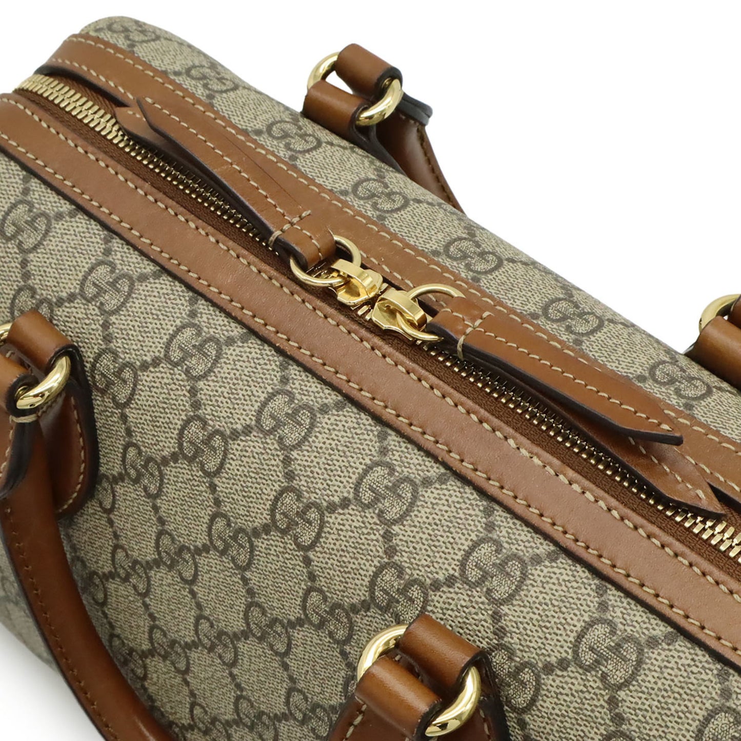 Gucci Beige Brown Gg Supreme Canvas Leather Handbag Shoulder Bag ( )