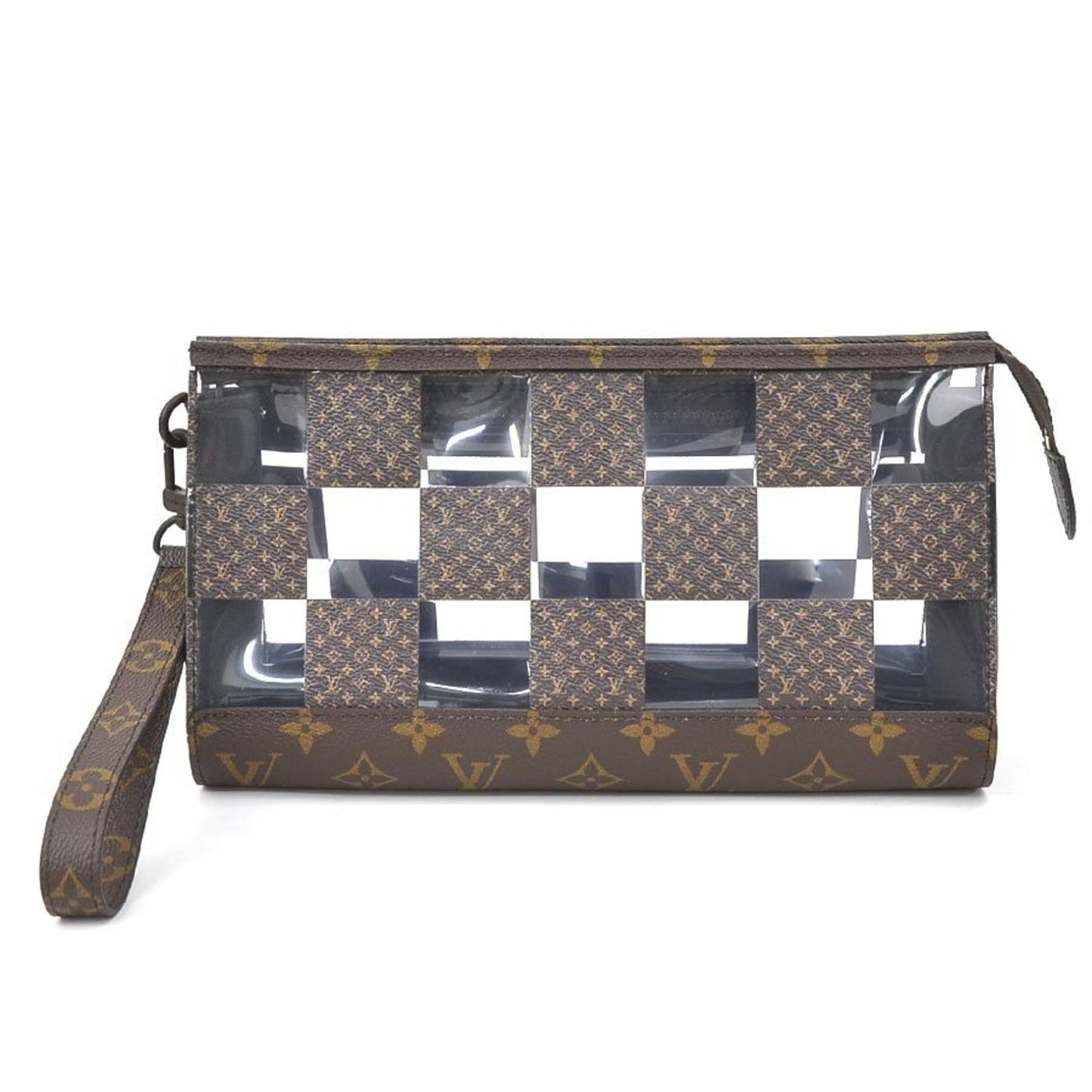 LOUIS VUITTON Clutch Bag Monogram Chess Stand Pouch PVC/Monogram Canvas Brown Men's M81588